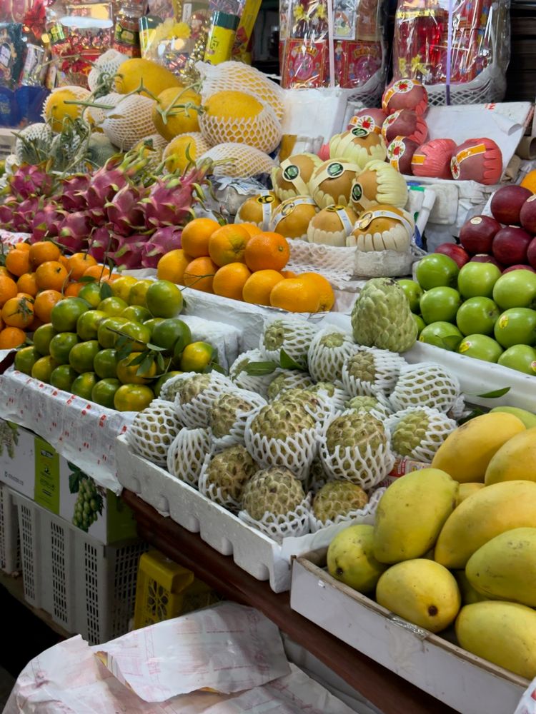 colorful produce at night market