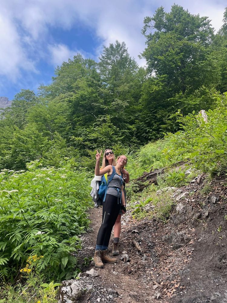 women hiking