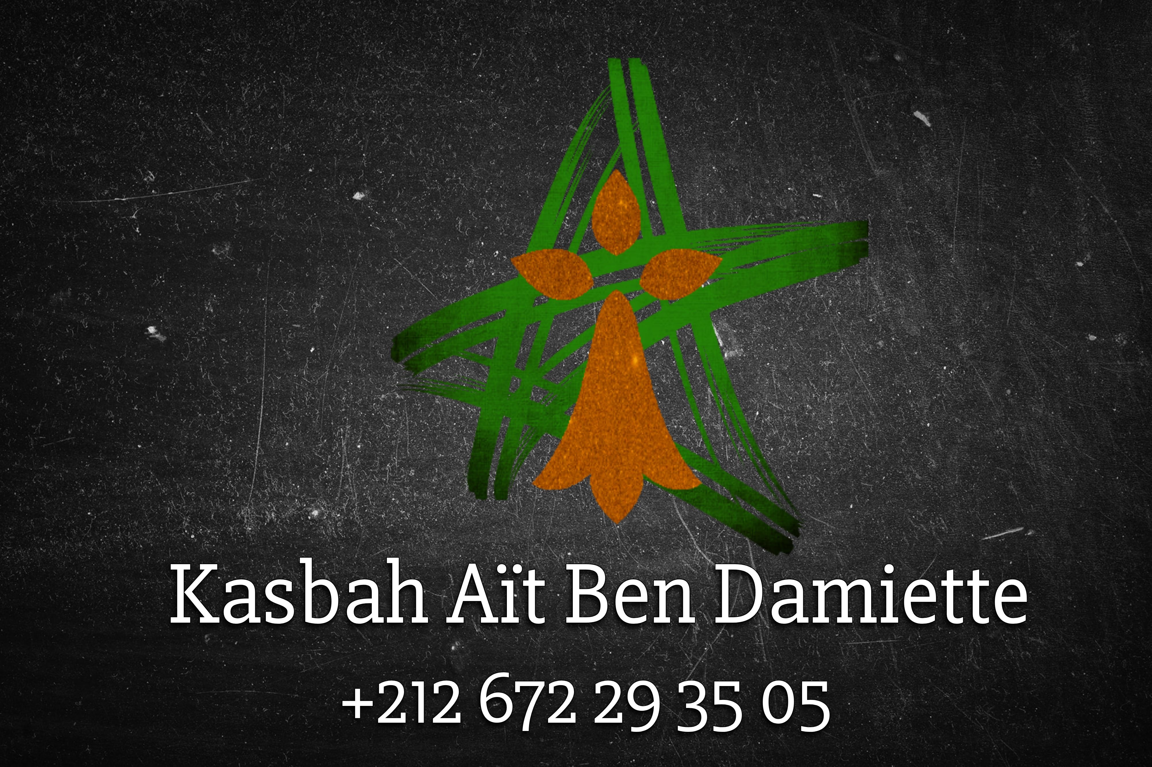 Logo retravaillé avec numéro de téléphone de la Kasbah