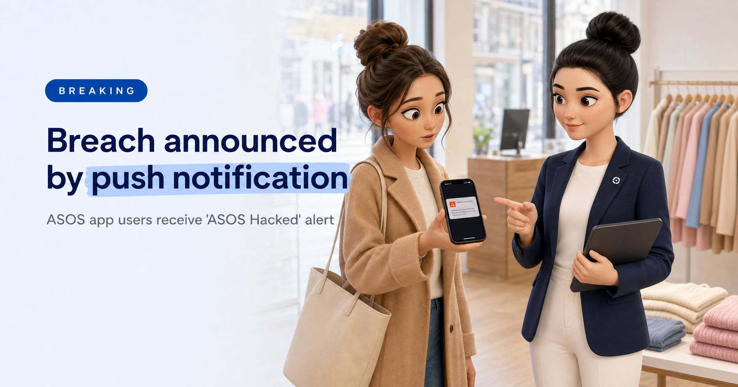 Sophia, HackRisk's AI security analyst with the headline 'Breach announced by push notification'