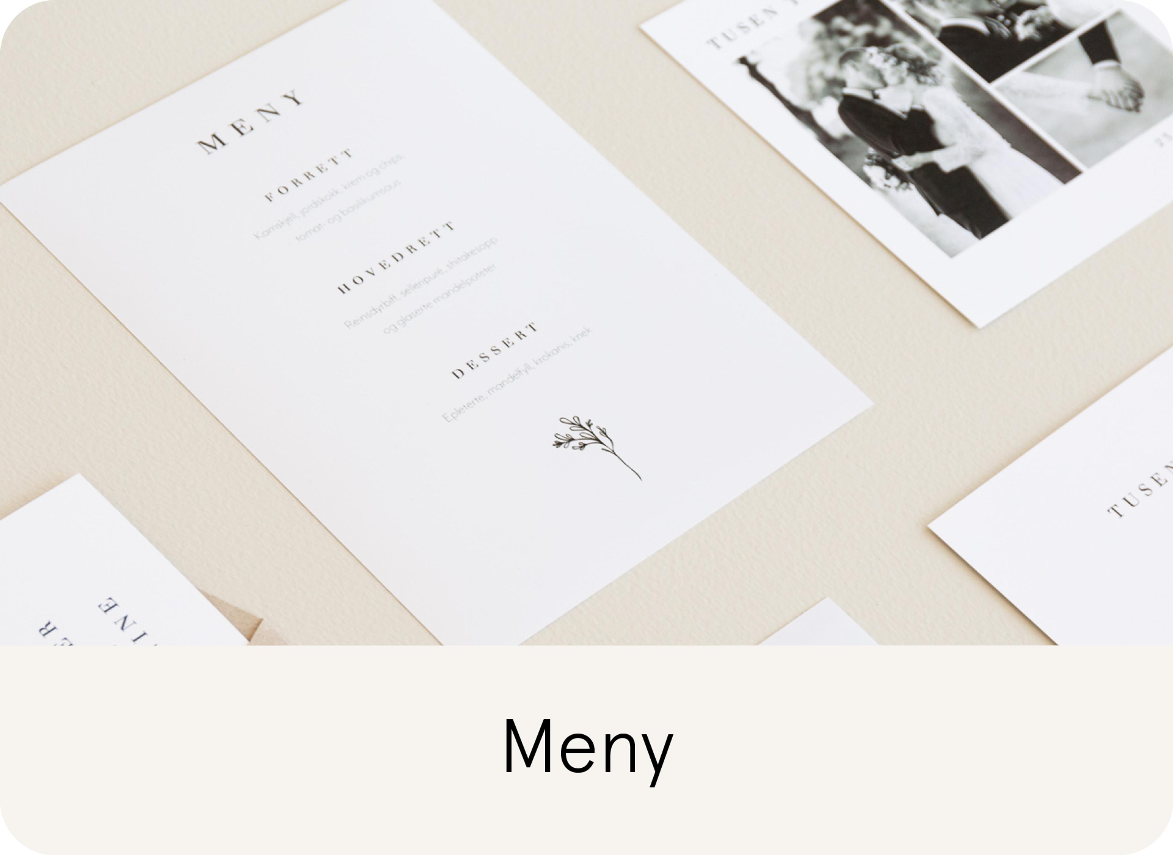 Personlig meny til bryllupet