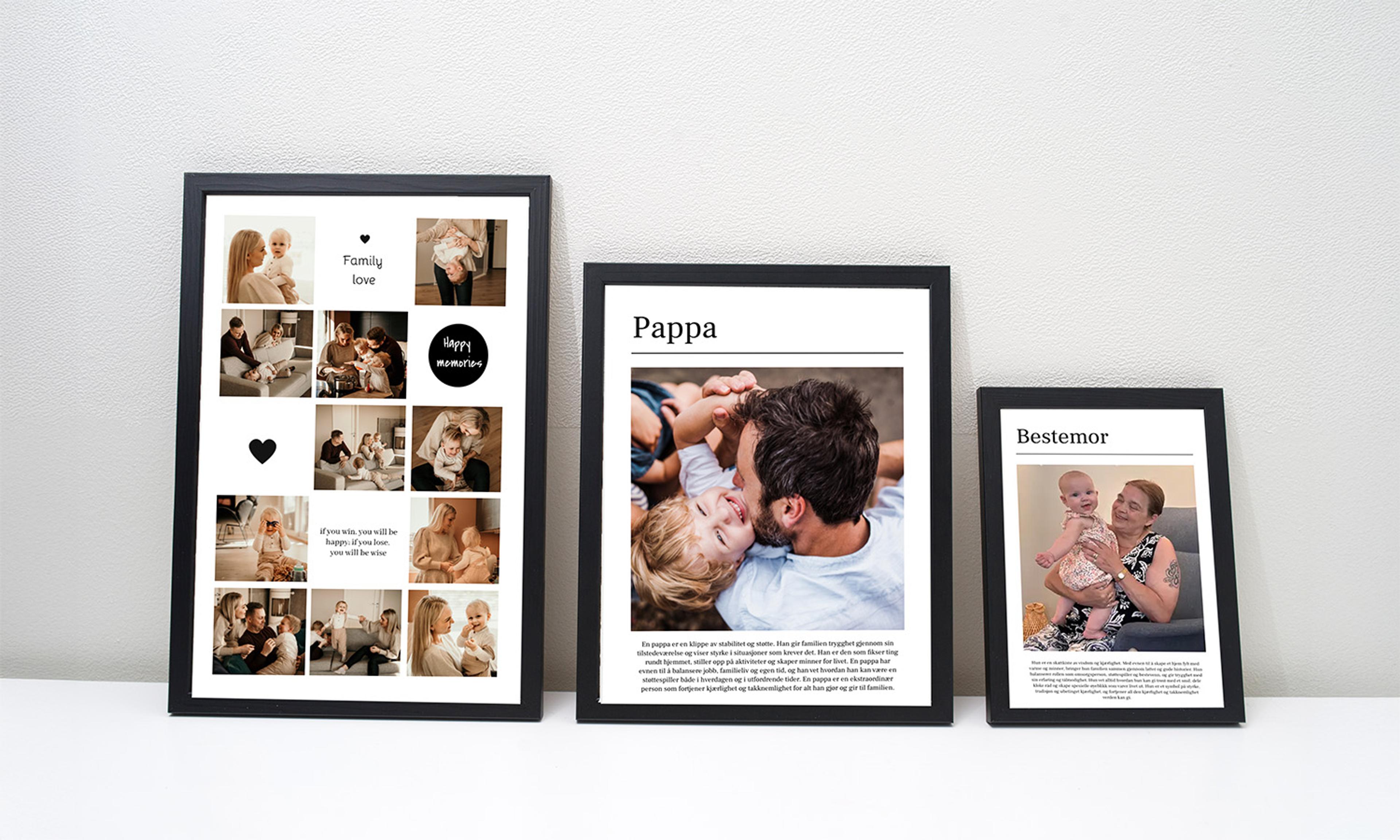 Tre bildecollage i rammer