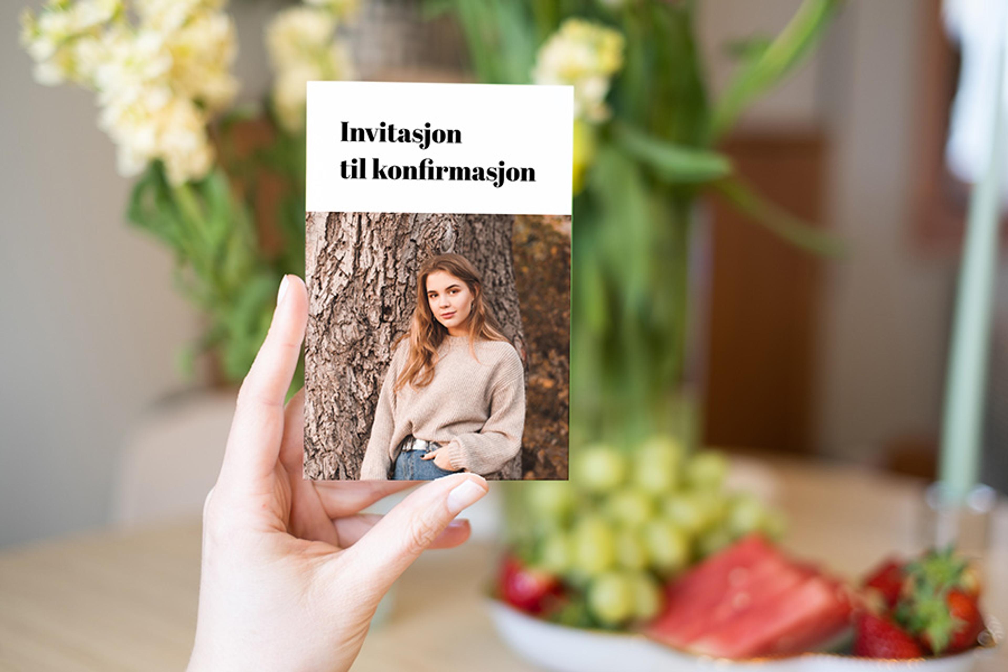 Invitasjon til selskapet laget med personlig bilde hos Elite Foto