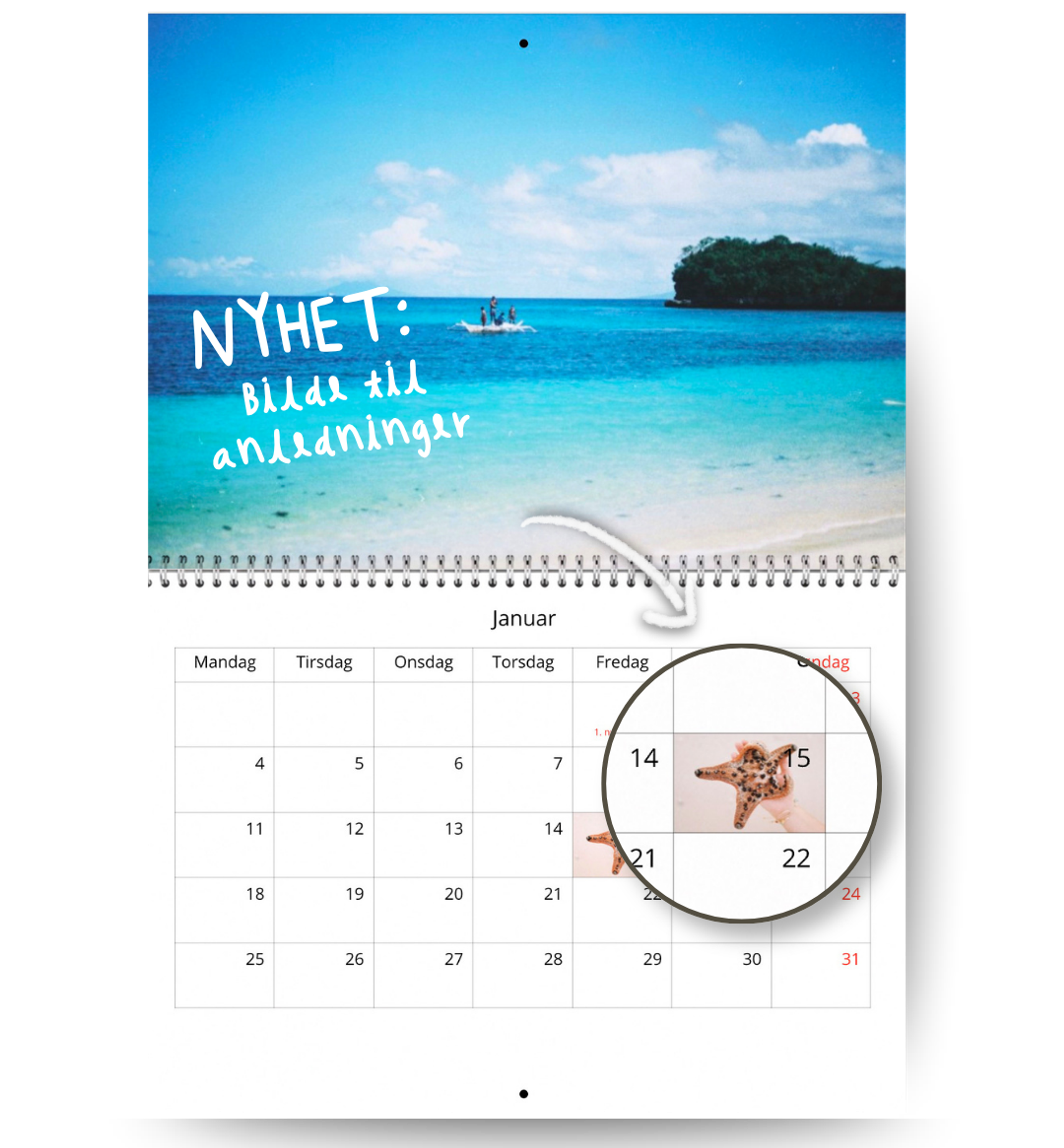 Nyhet pÄ fotokalender, legg inn bilde til anledningene