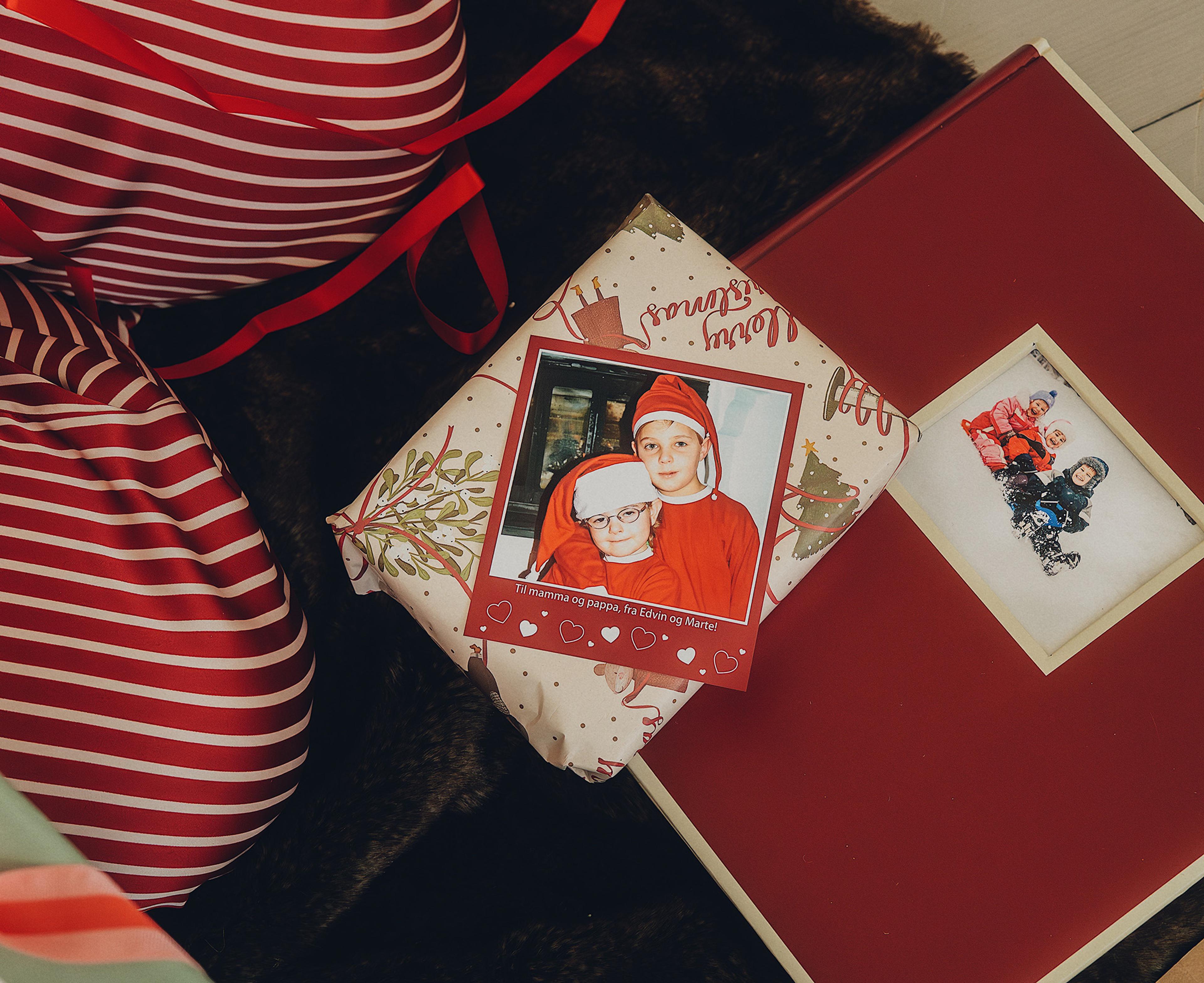 Retrobilde som til og fra lapp på julegave