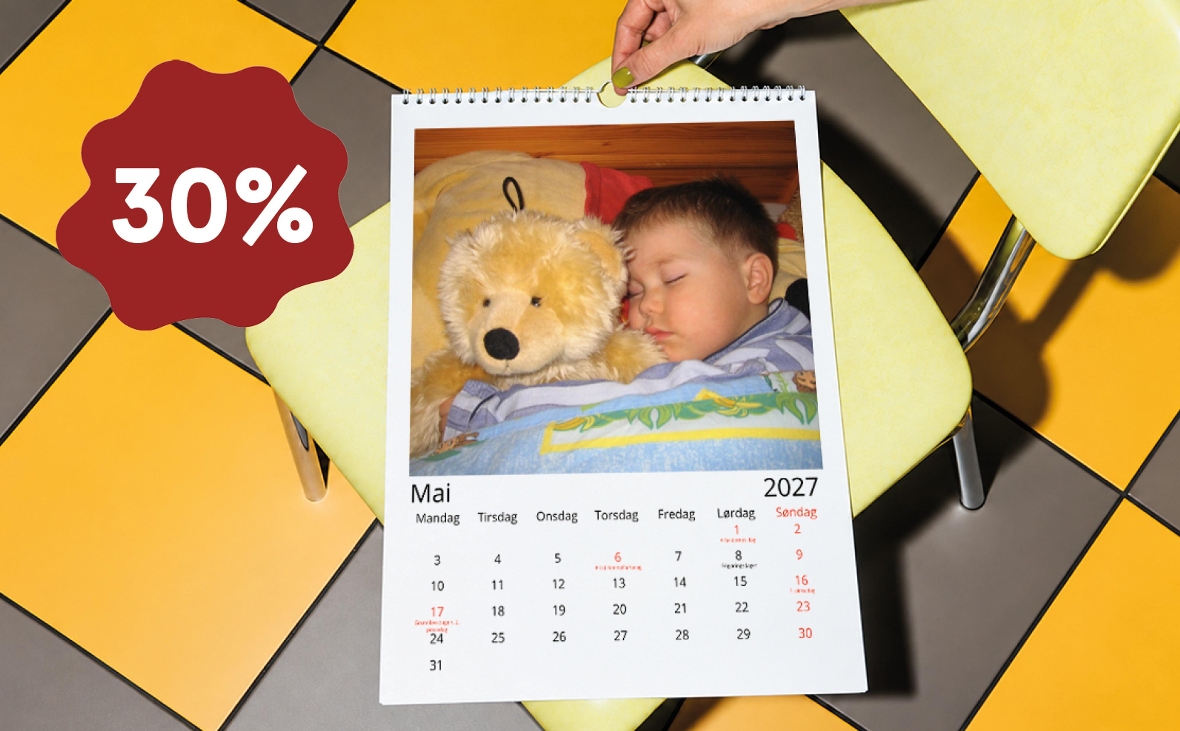 Kalender med god plass til bilder