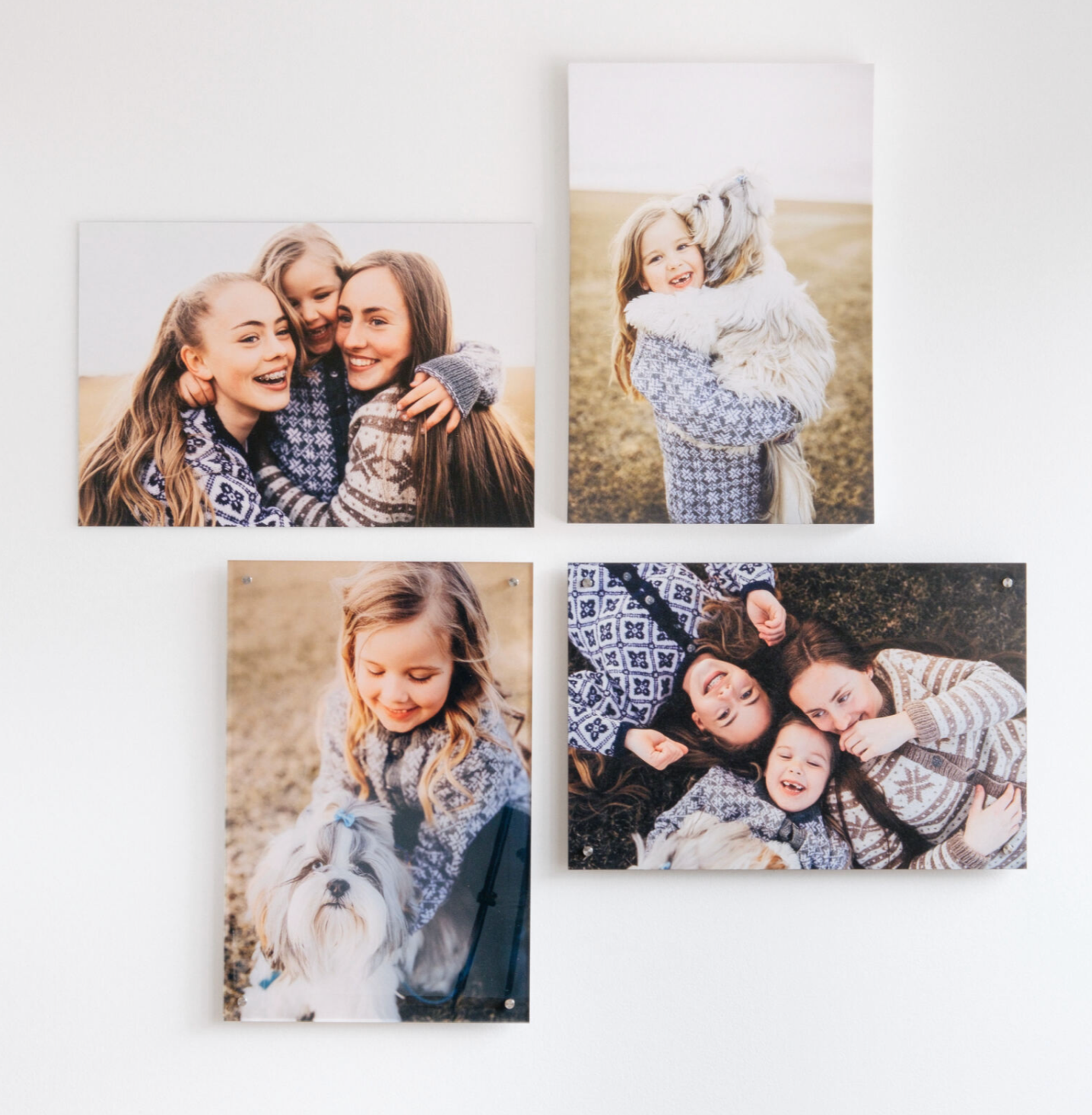 Bildevegg av veggbilder på lerret, aluminium, akryl og MDF