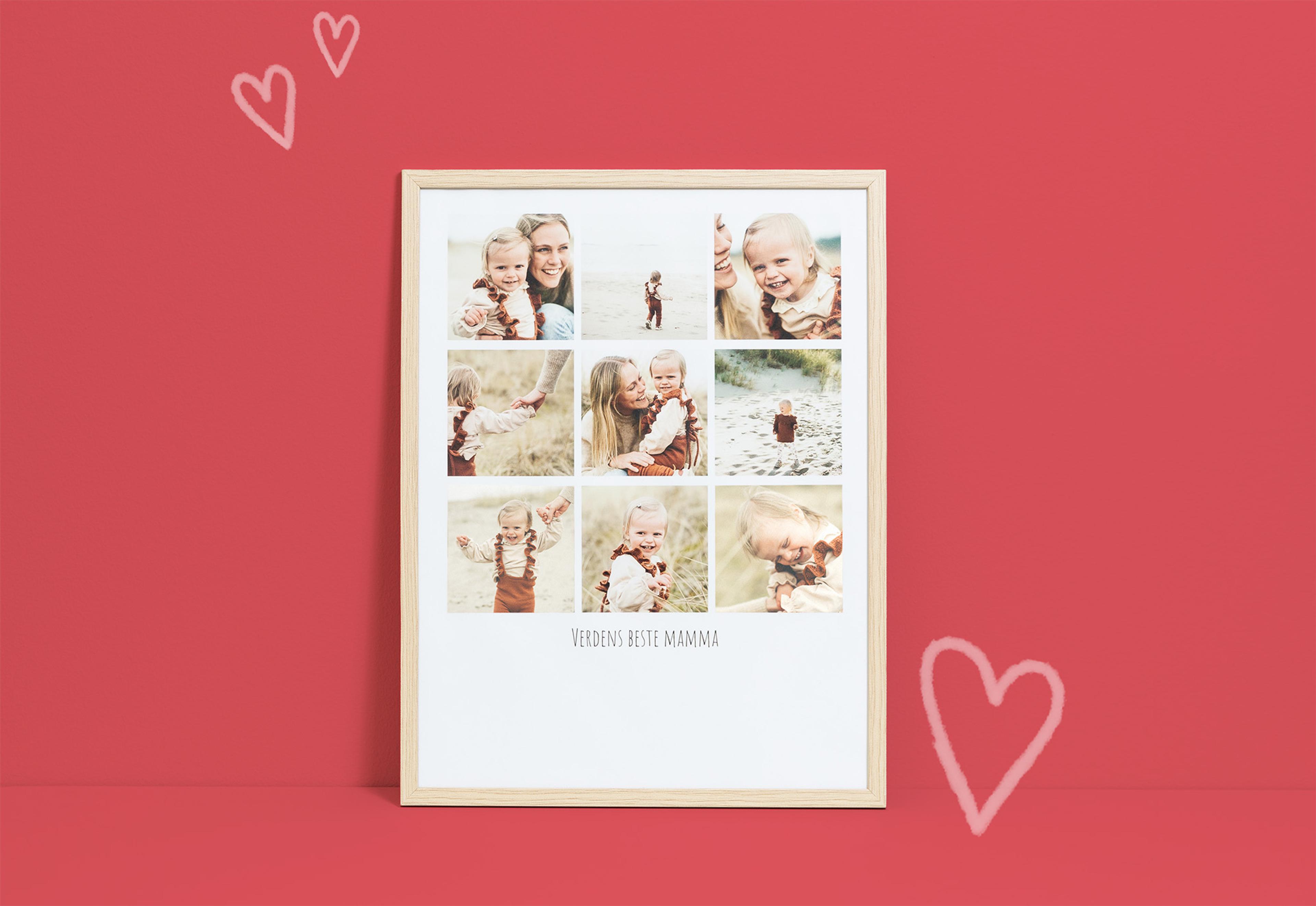 Collage i ramme til morsdag