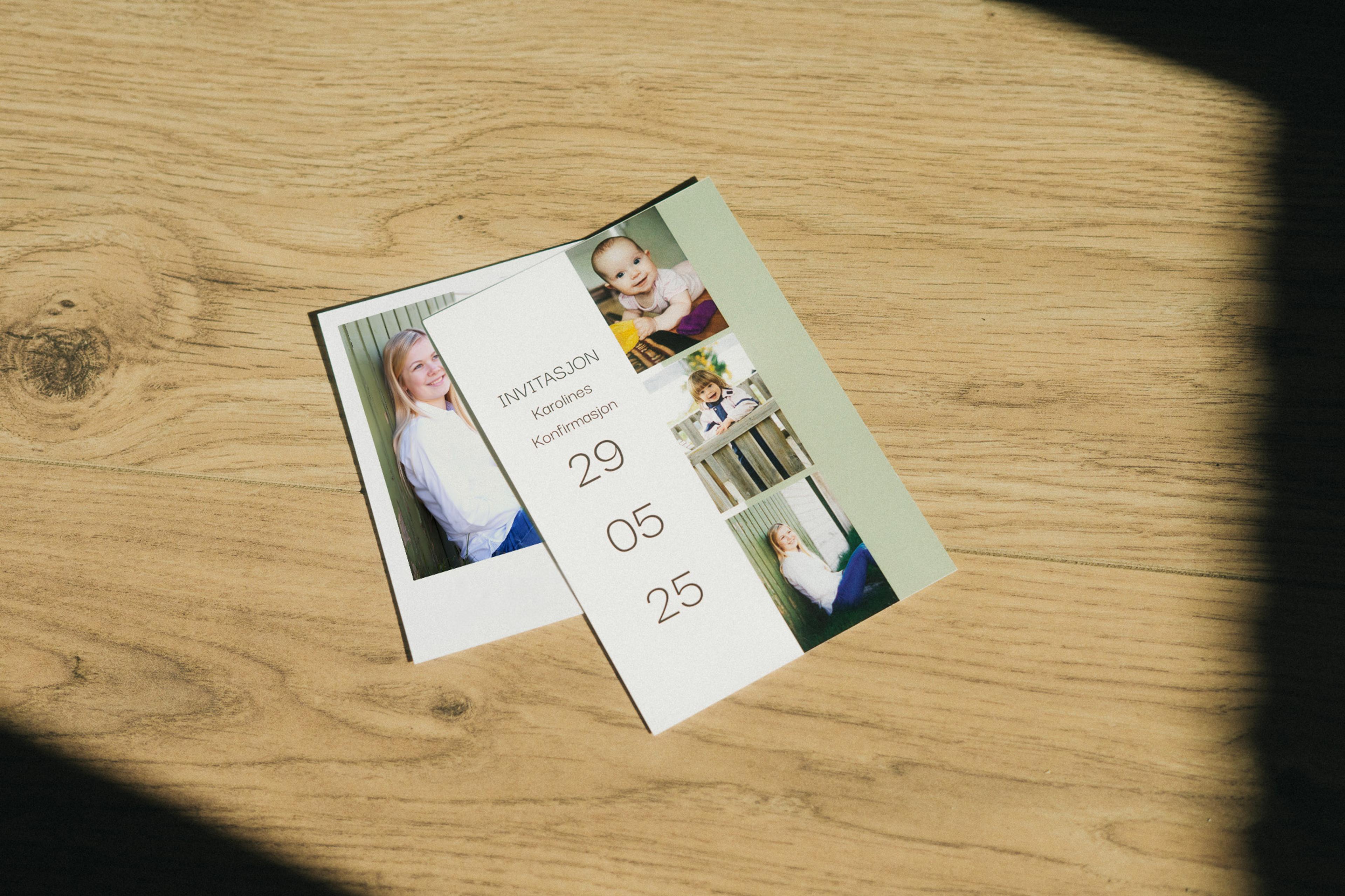 retrobilde sammen med invitasjon til konfirmasjon