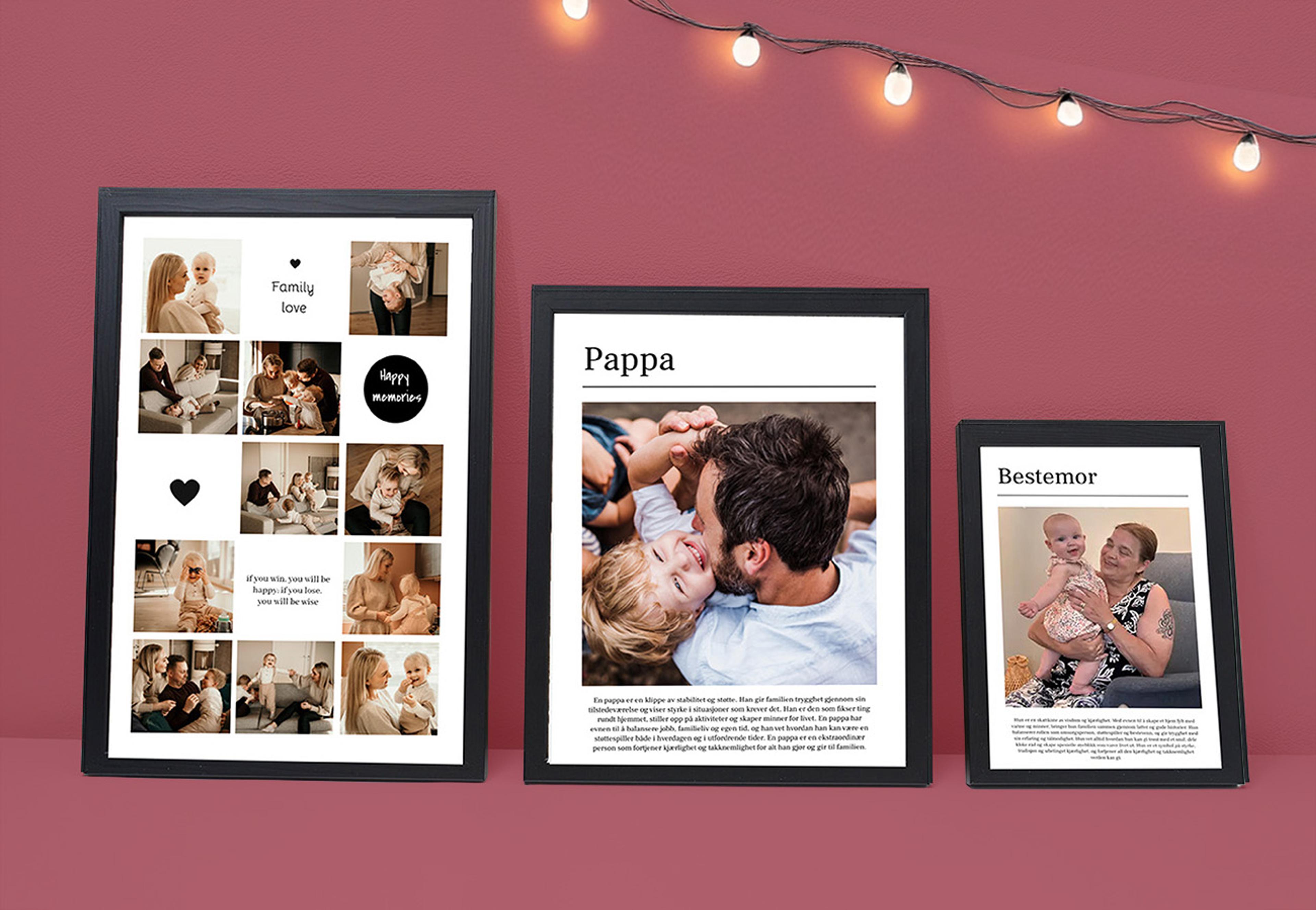 Tre bildecollage i rammer