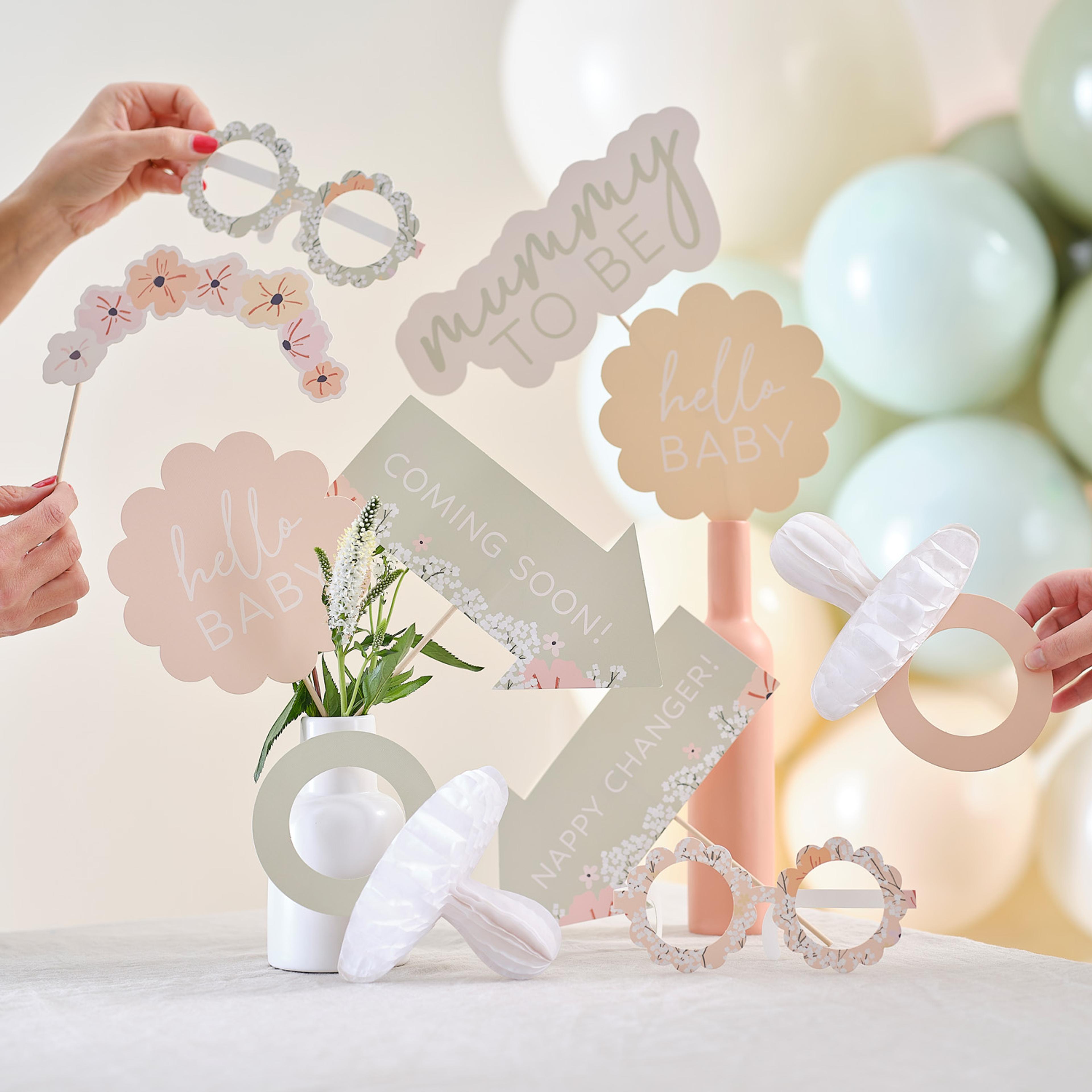 Søte foto props med babytema for babyshower