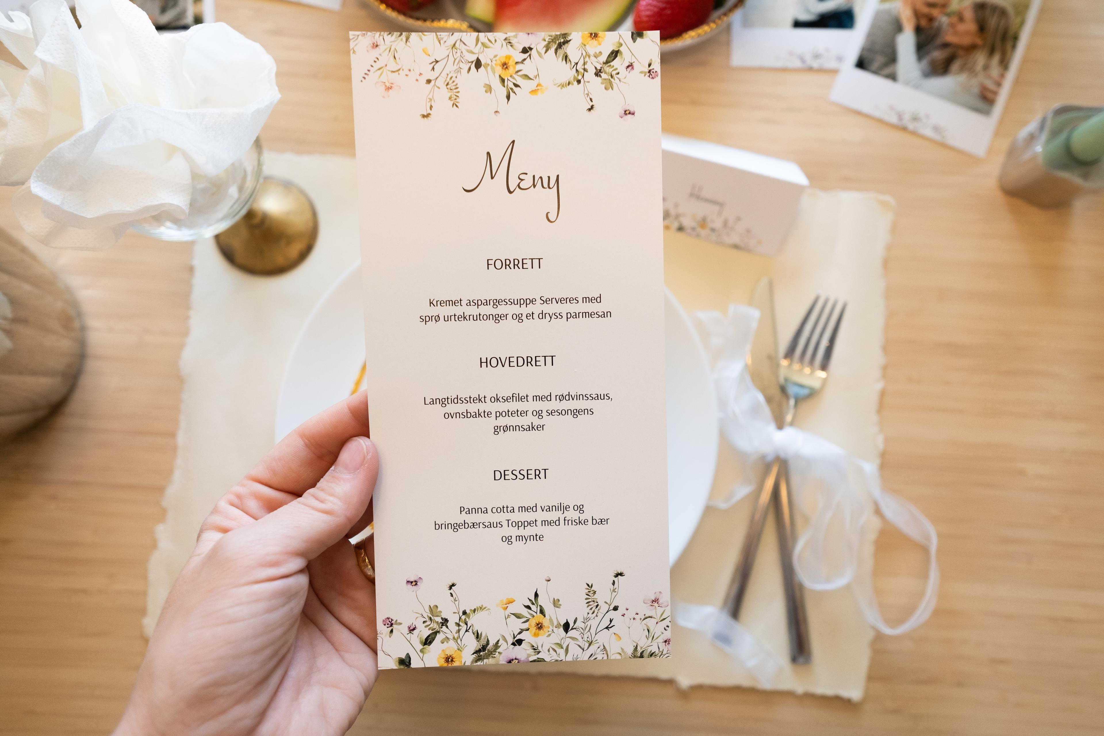 Menykort fra Elite Foto