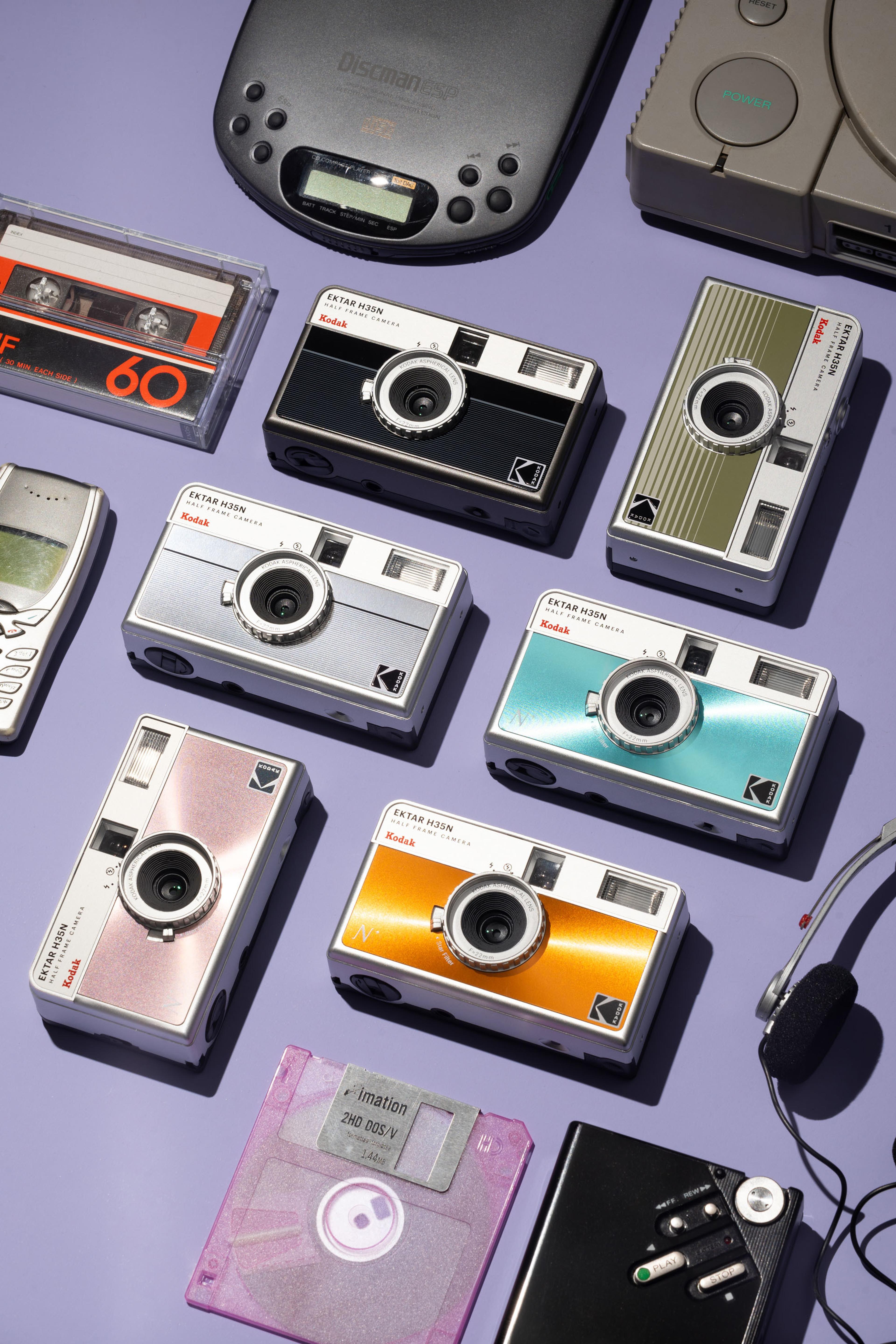 Analogt kamera i mange forskjellige farger