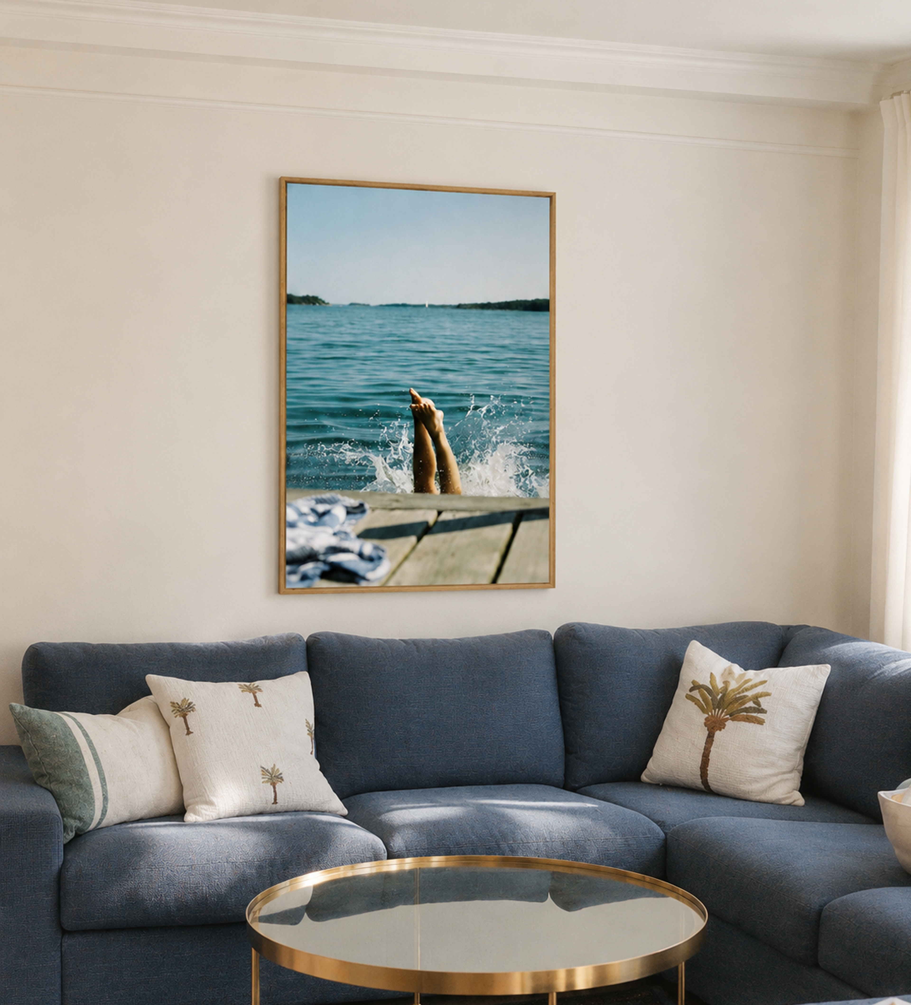 Lerret med dame som stuper, sommerminne printet på lerret hos Elite Foto