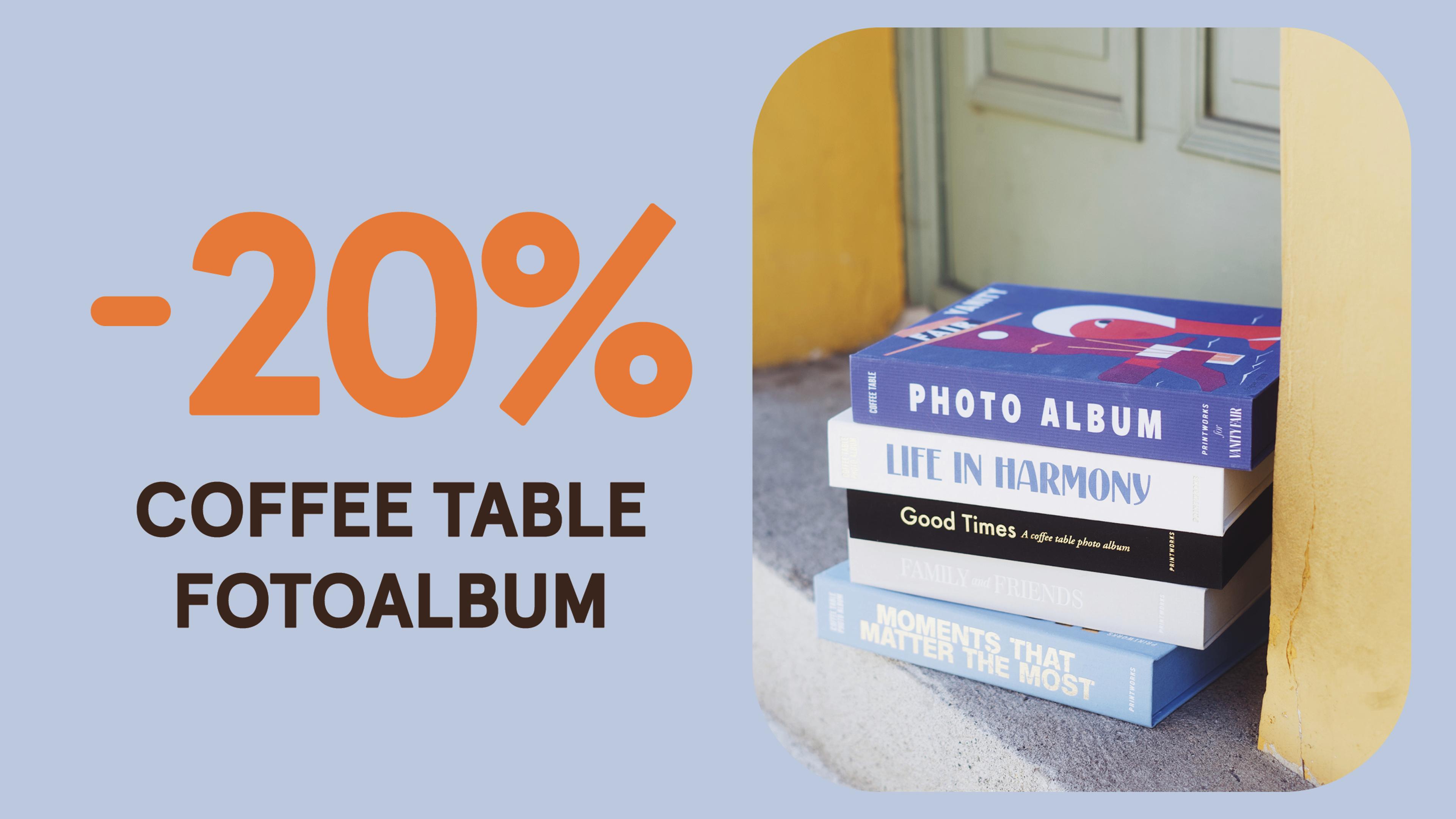 20% rabatt på coffe table fotoalbum fra Printworks
