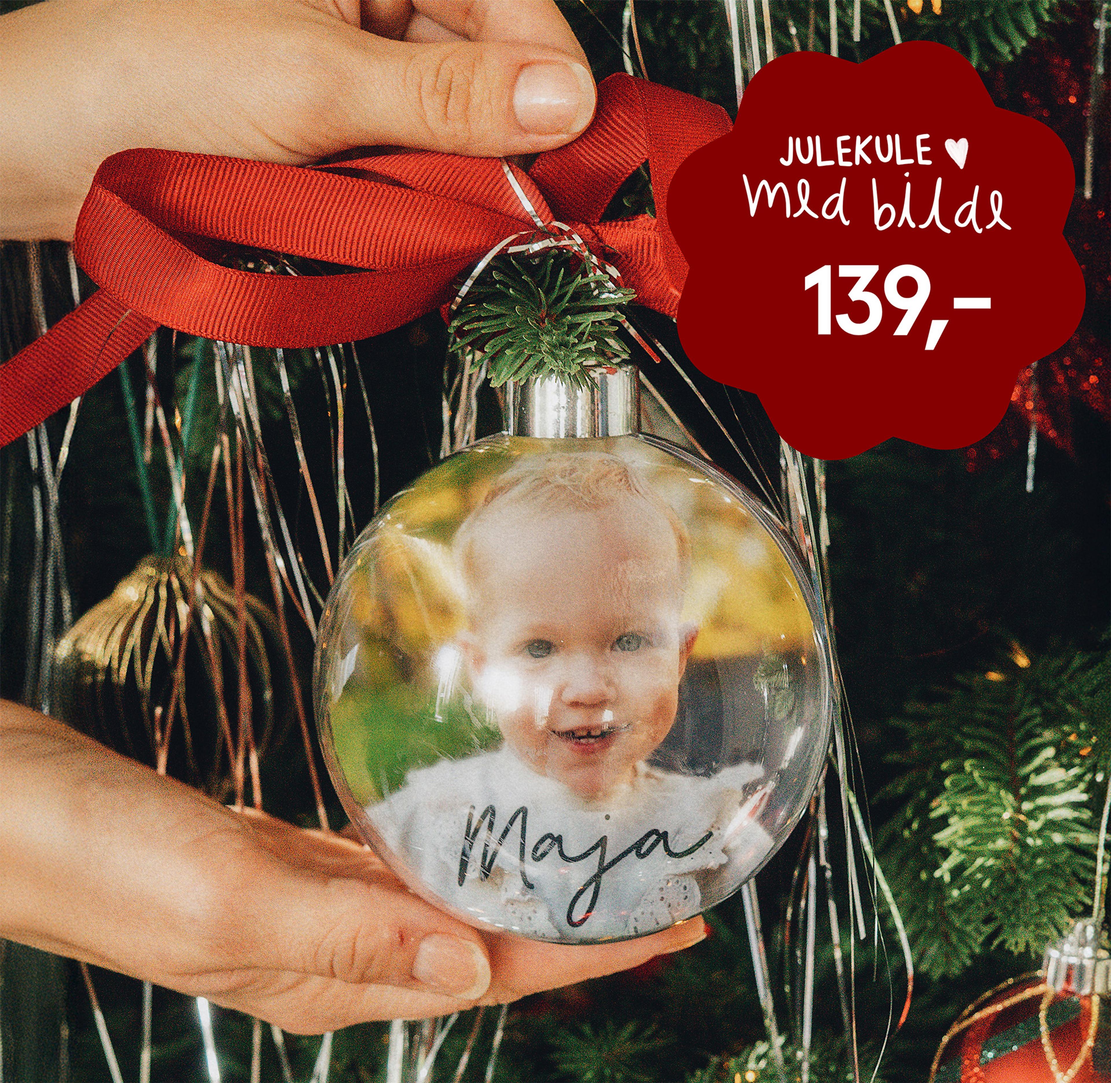 Julekule med bilde bestilles hos Elite Foto