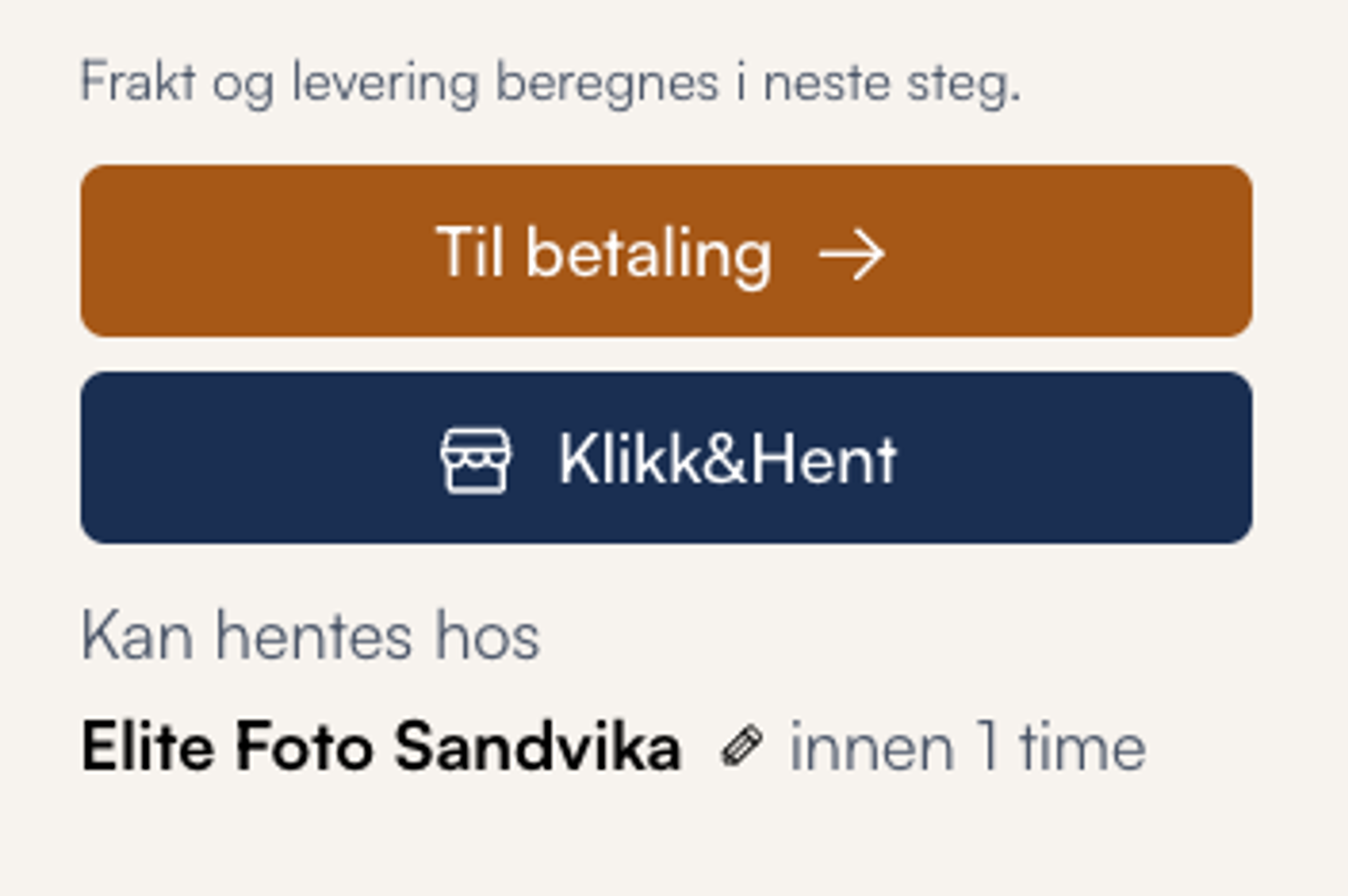 Klikk på blå Klikkoghent knapp for butikkordre