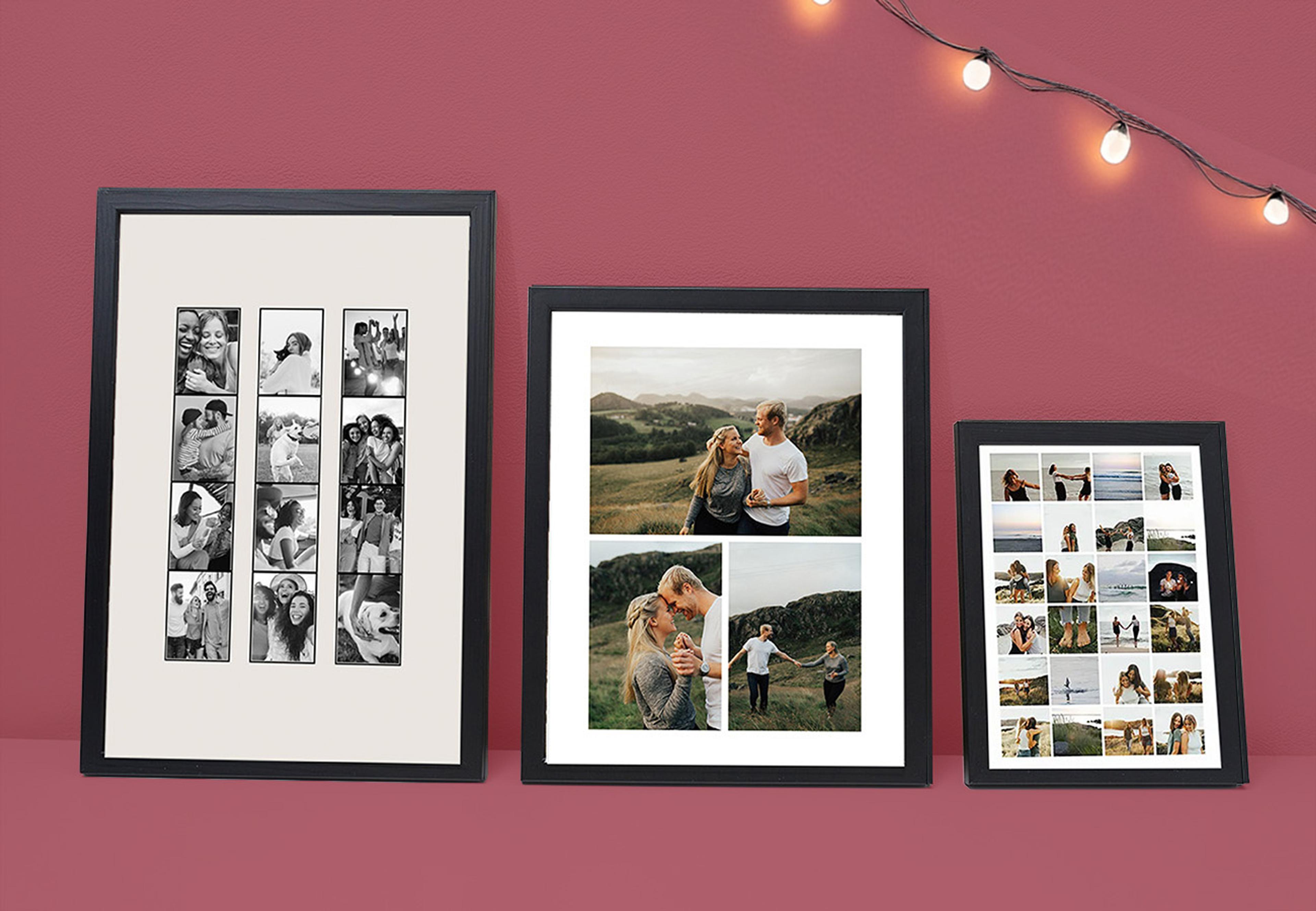 Tre bildecollage i rammer