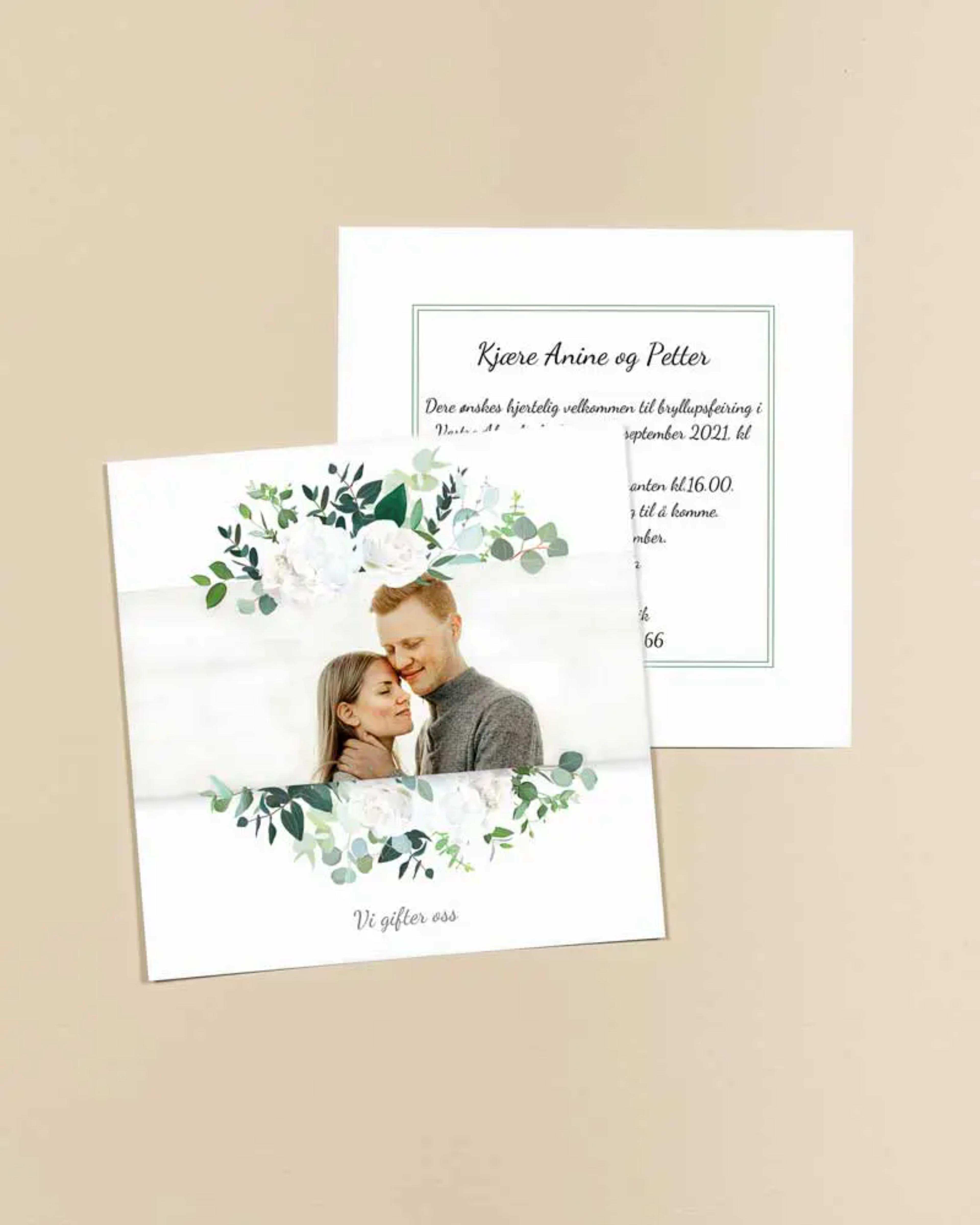 Bryllupskort med blomster