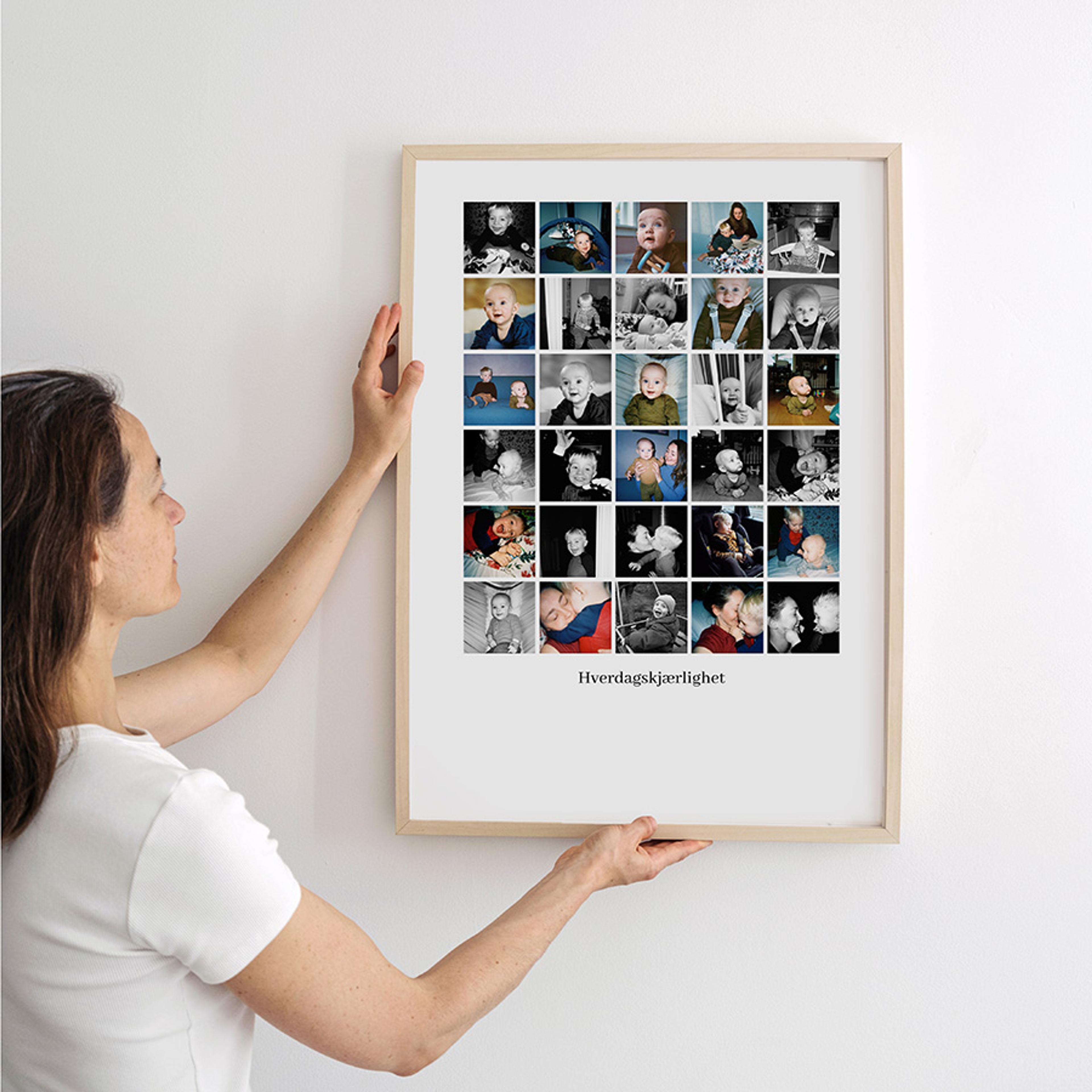 Personlig plakat laget hos Elite Foto henger på vegg i en ramme