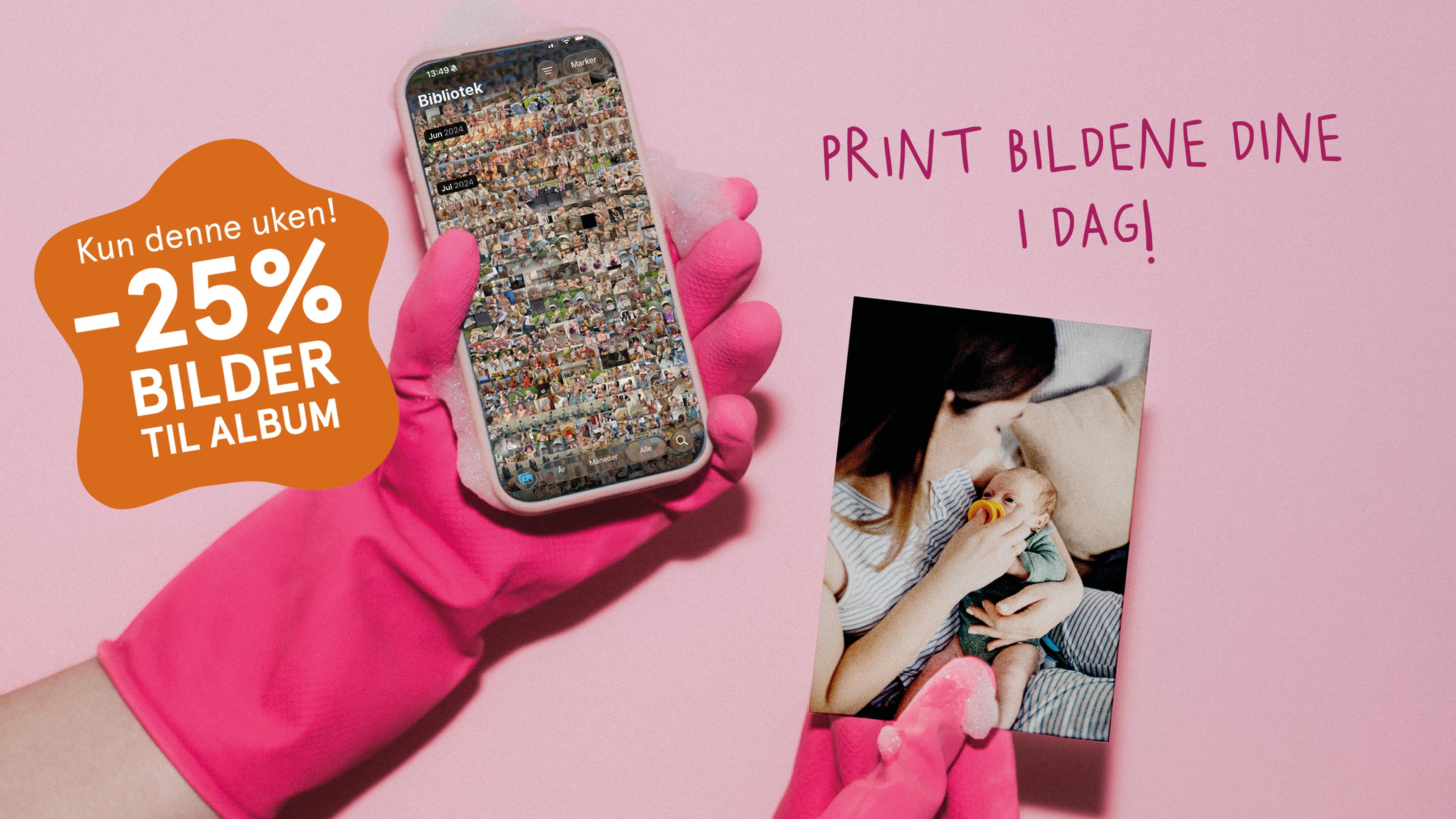 25 prosent rabatt på bilder, rydd kamerarullen på mobilen nå hos Elite Foto, kun uke 17