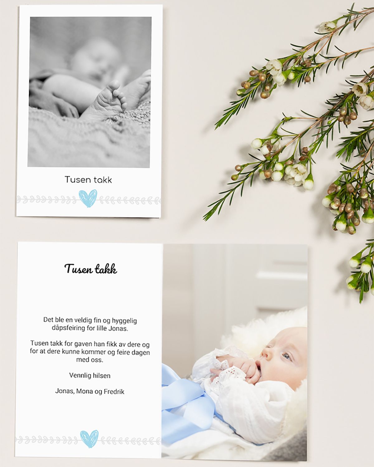 Navnedag og dåpskort fra Elite Foto