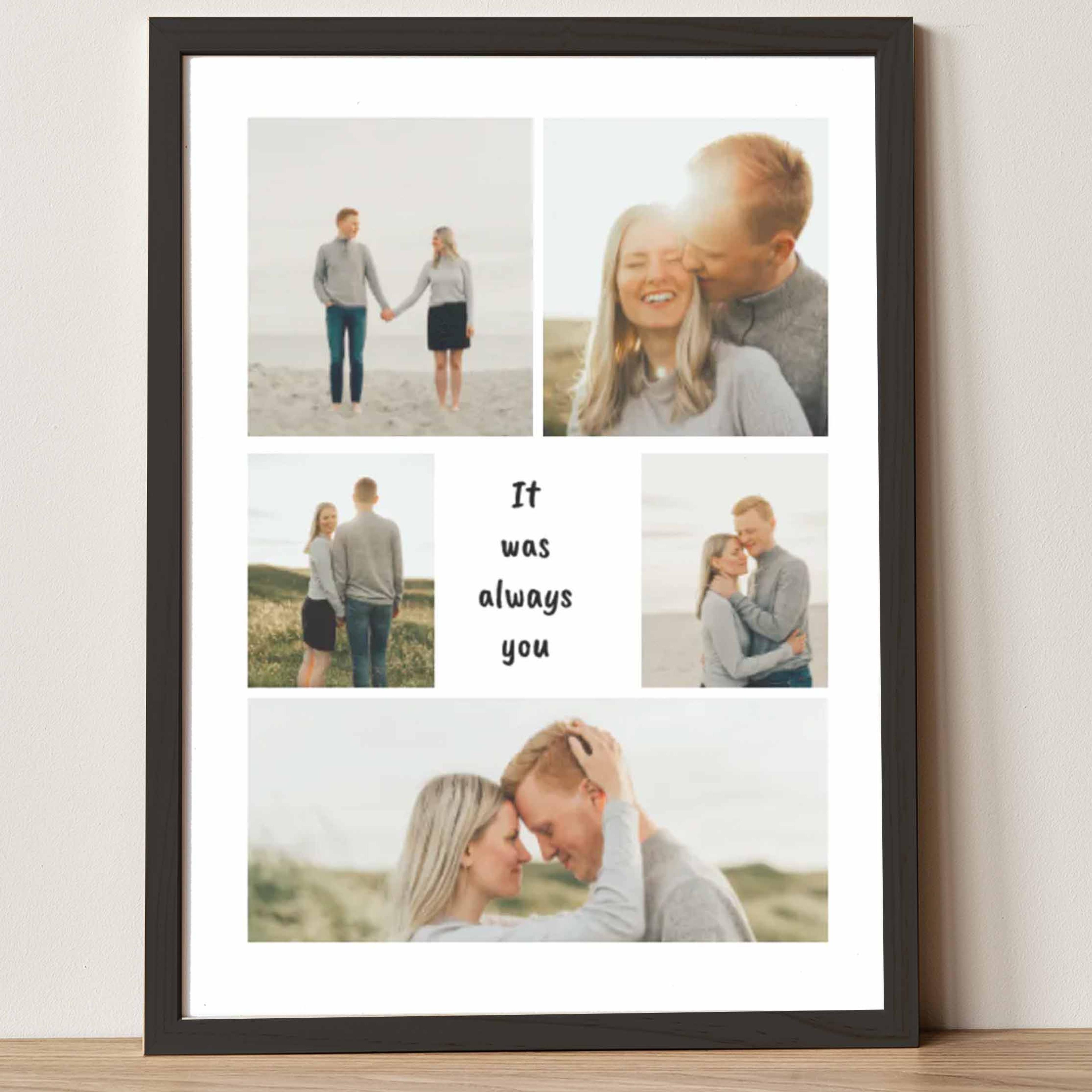 Collage i sort ramme