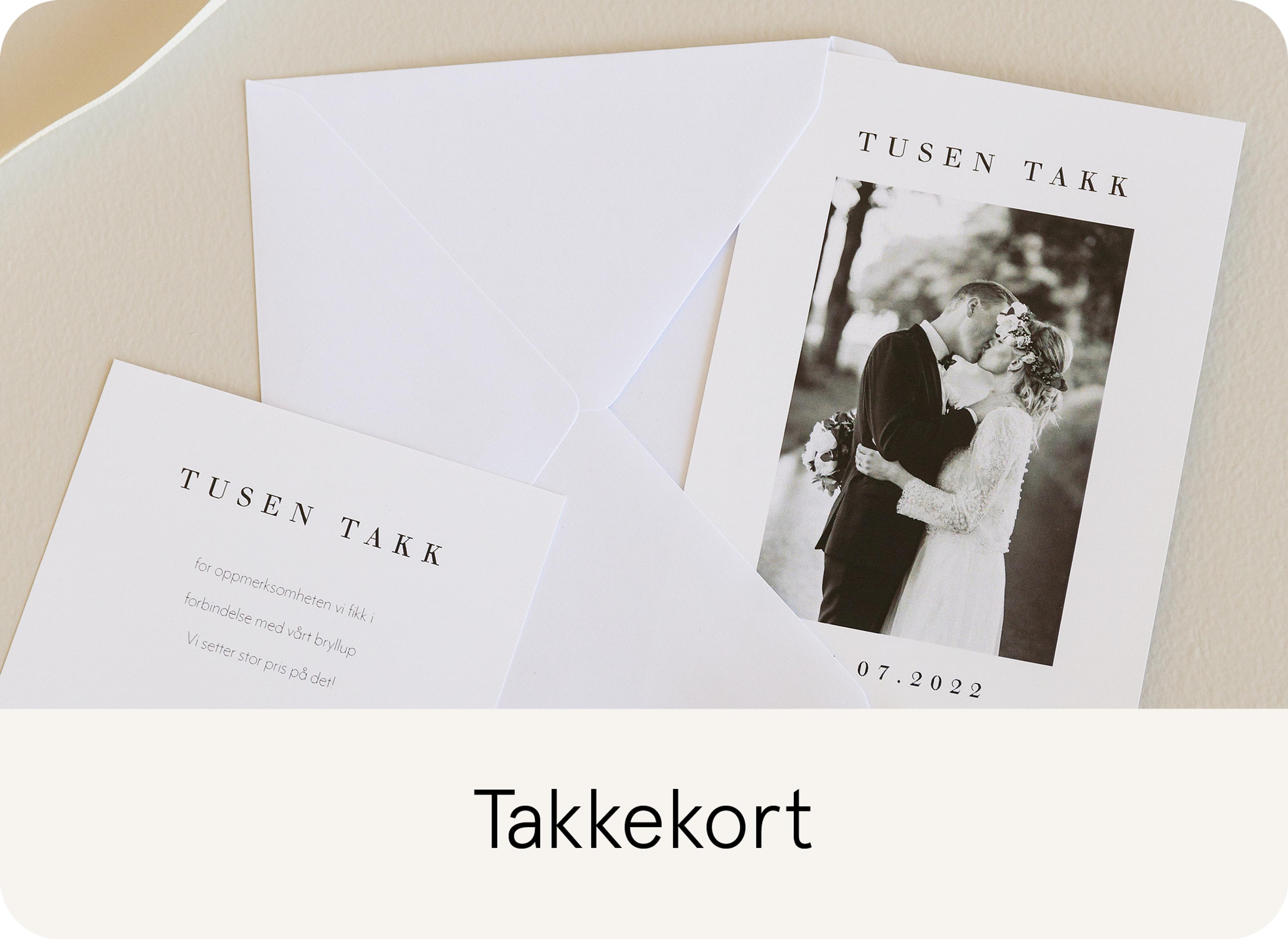 Takkekort til bryllupsgjestene