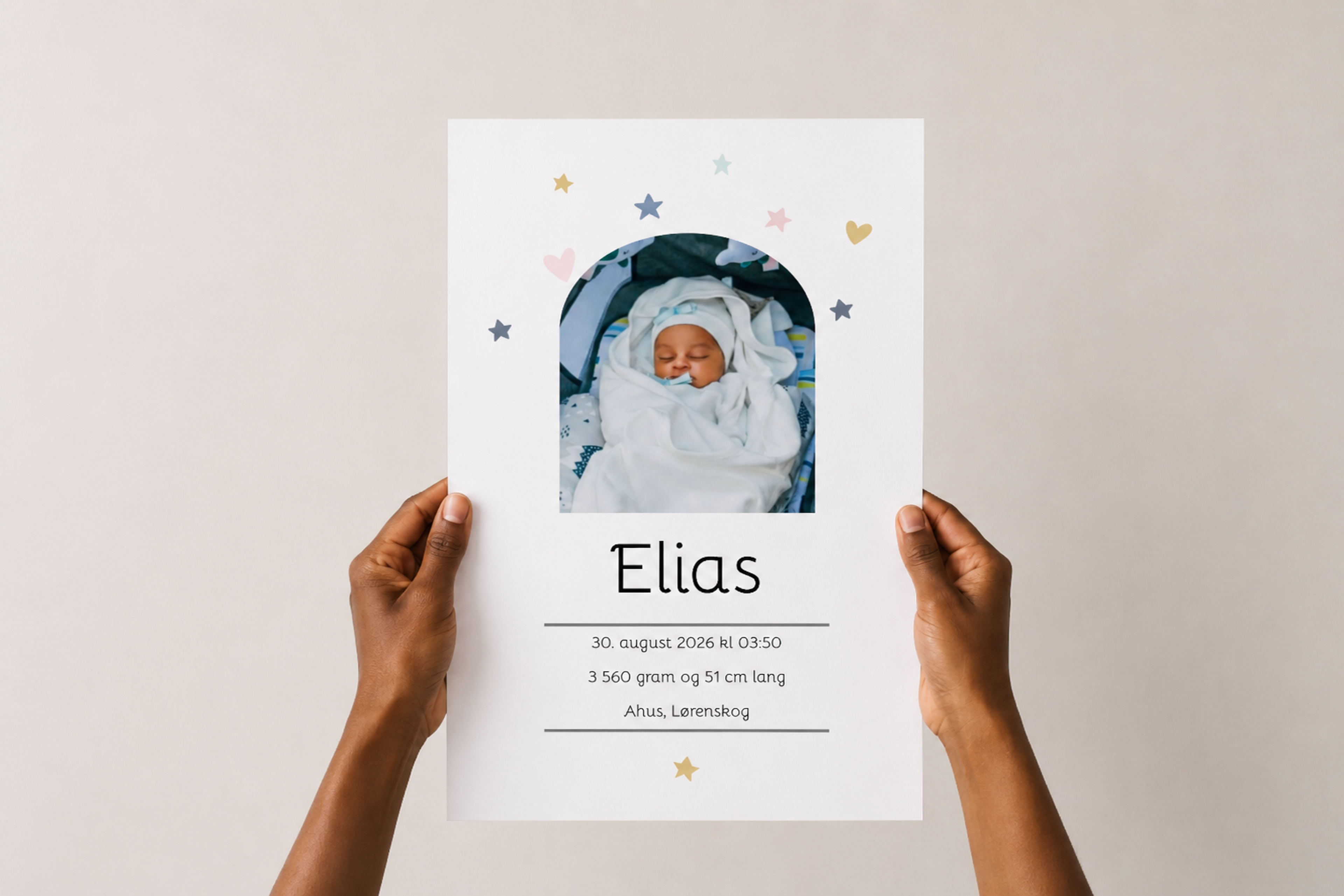 Plakat med ett bilde og tekst som du skriver selv