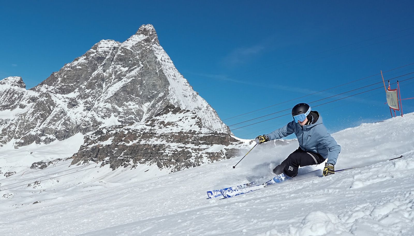 Skier in front of Monte Cervino