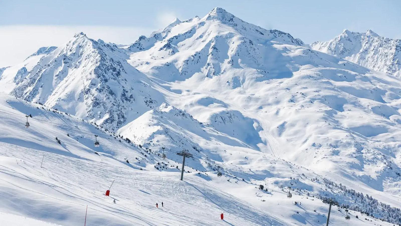 Panoramic view over the Mountains and pistes above Meribel
