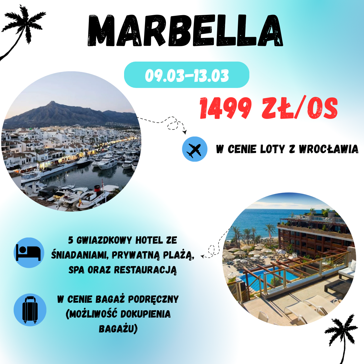 Marbella w 5* hotelu za 1499 zł!🇪🇸🏝️ (W cenie loty+hotel ze śniadaniami+transfer)