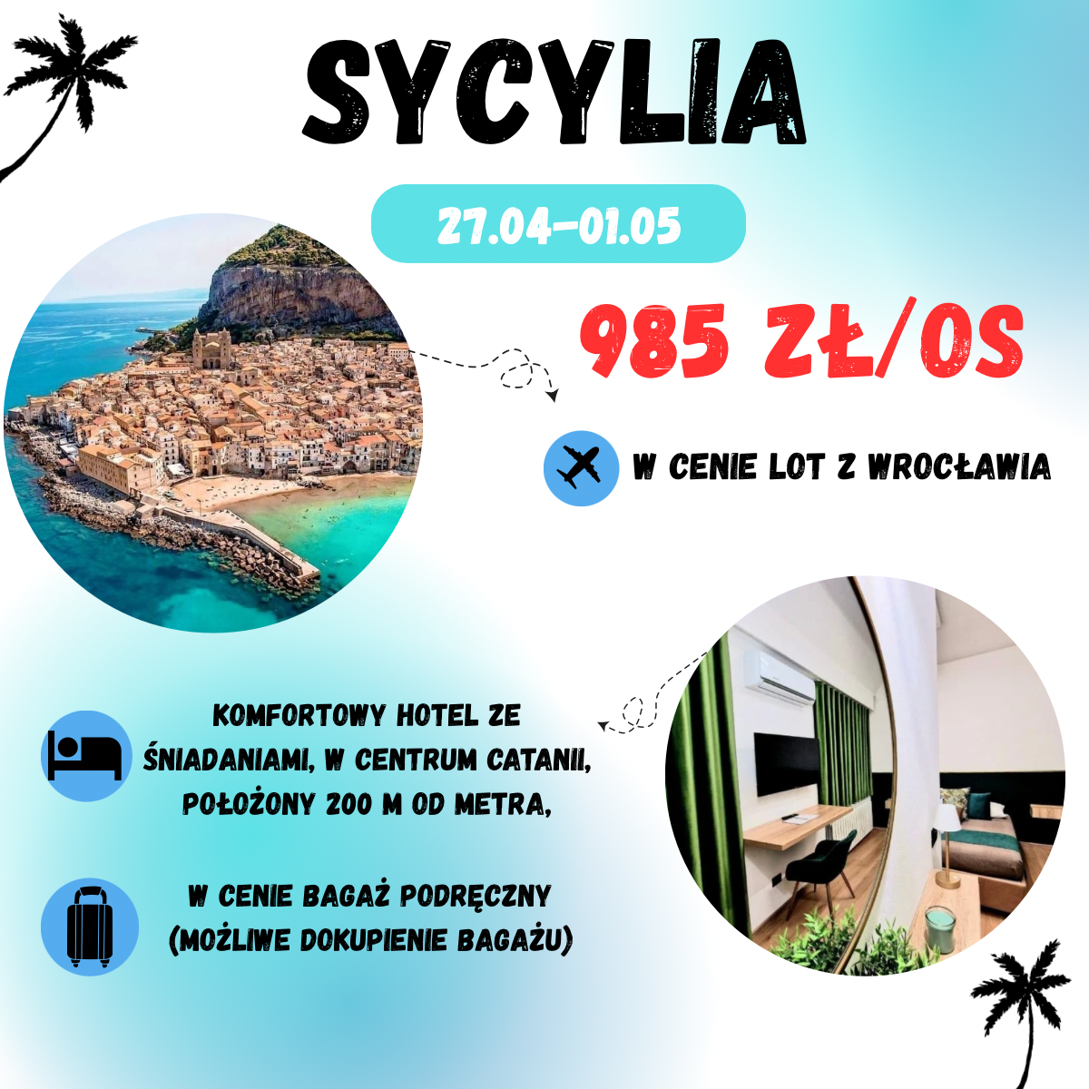 Sycylia na majówkę za 985 zł🇮🇹🍕 (w cenie: loty+ hotel ze śniadaniami+ transport)
