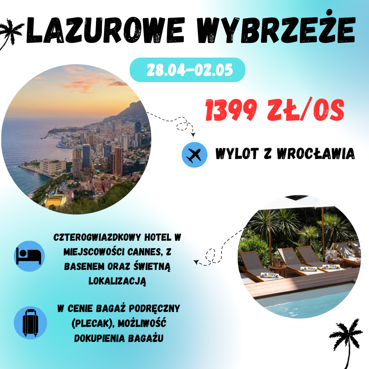 Lazurowe Wybrzeże za 1399 zł na majówkę🇫🇷🏝️ (W cenie: loty + hotel + transport)