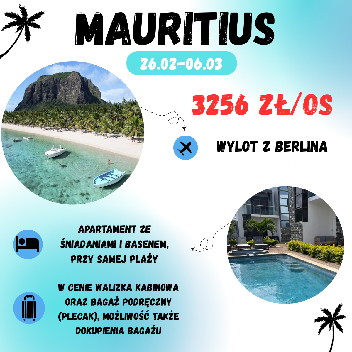 Mauritius za 3256 zł🏝️✈️ (w cenie loty+ apartament ze śniadaniami+ transpor)