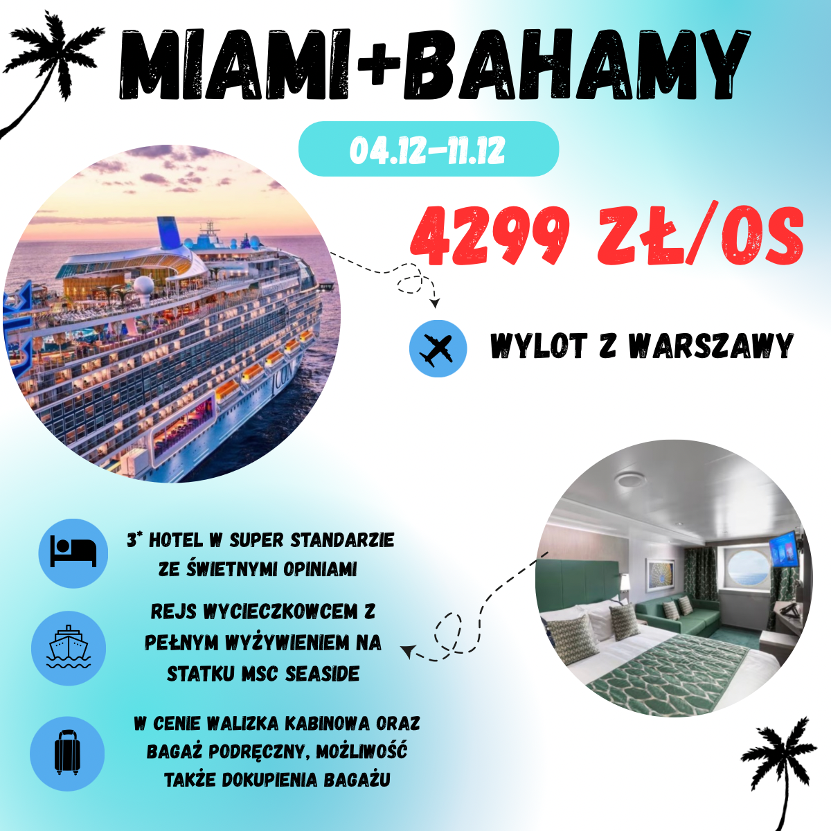 Miami + Rejs po Bahamach za 4299 zł🛳️🏝️ (W Cenie: Loty+Hotele+Rejs)