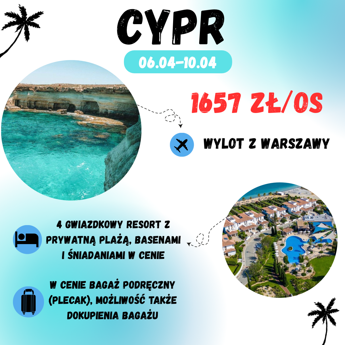 Cypr w 4* resorcie na Wielkanoc za 1657 zł🇨🇾 (w cenie: loty+hotel ze śniadaniami+transport)
