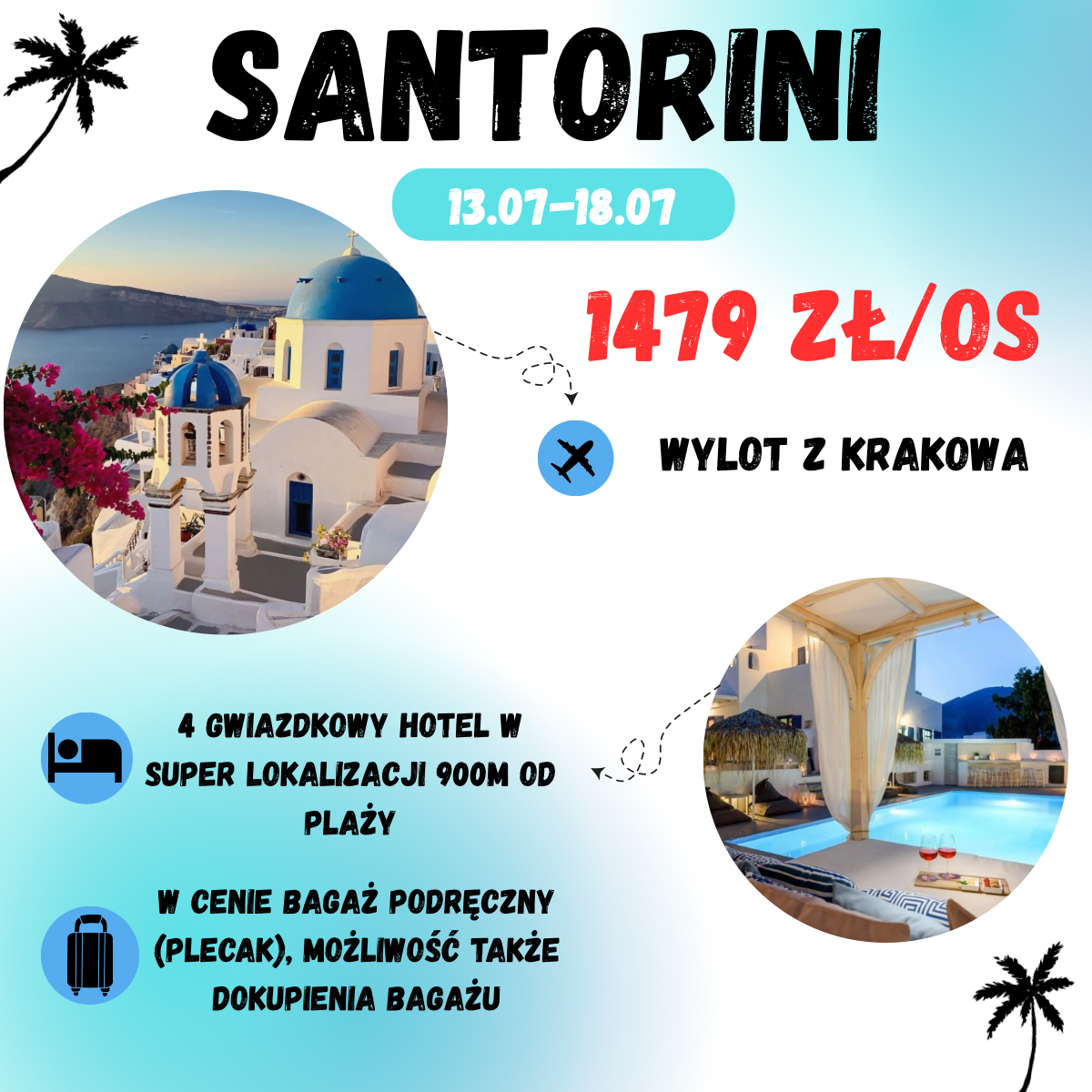wakacje na Santorinii za 1479 zł!🇬🇷 (w cenie loty+ hotel+ transport)