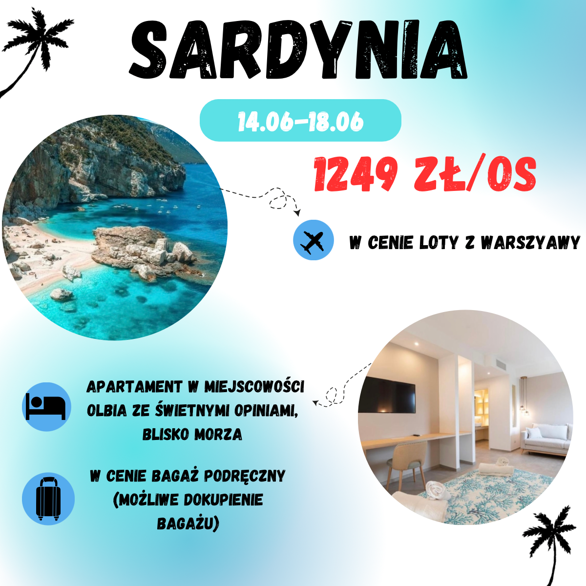 Sardynia na 5 dni w czerwcu za 1249 zł🇮🇹 (w cenie: loty+ nocleg+ transport)