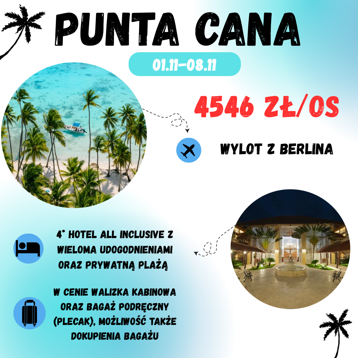 Dominikana All Inclusive na 8 dni za 4546 zł!🤩🏝️ (w cenie: Loty+Hotel+Trasfer)