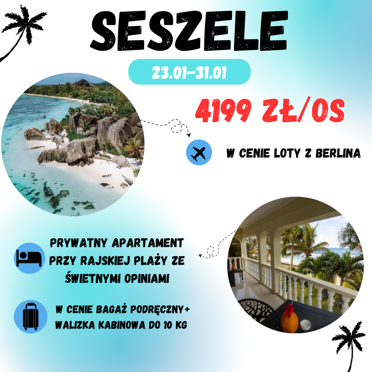 Seszele na ferie zimowe za jedyne 4199 zł🤩🇸🇨 (W Cenie: Loty+ Nocleg+ Transport)