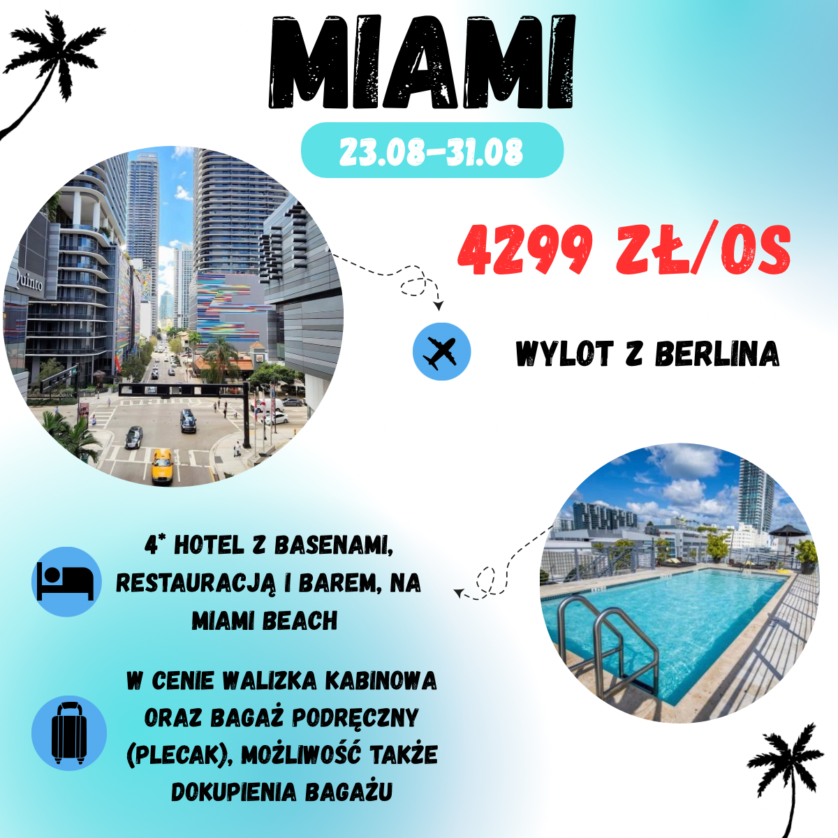 🏝️Wakacje w Miami na 9 dni za 4299 zł!🤩🇺🇸 (w cenie loty+hotel+transport)