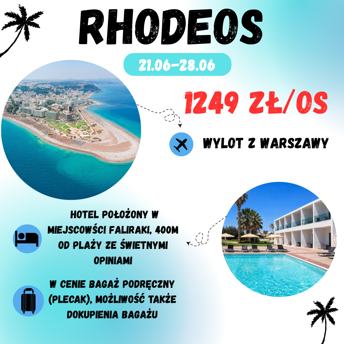 8 dni Wakacji na Rodos za 1249 zł🇬🇷🤩 (w cenie: Loty+Hotel+Transfer)