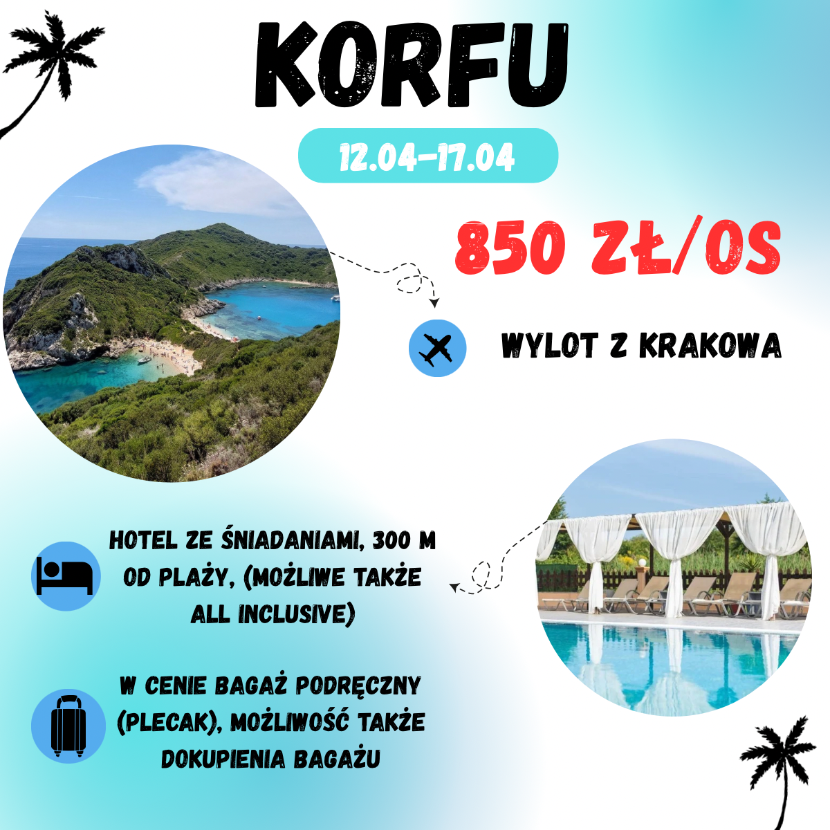 Korfu na 6 dni za 850 zł🏝️🇬🇷 (w cenie: loty+ hotel ze śniadaniami+ transfer)