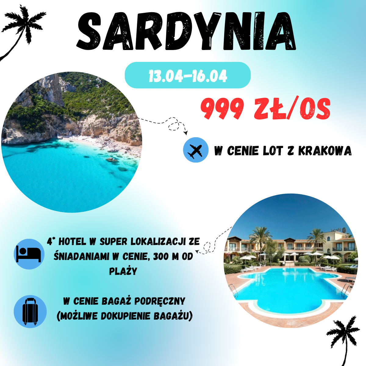 🇮🇹 Sardynia w 4⭐️ hotelu ze śniadaniami za 999 zł (w cenie:loty+hotel+transfer)