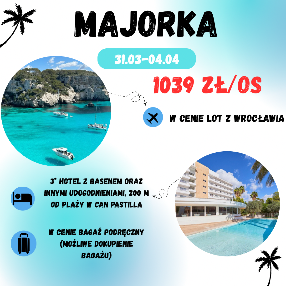 Wyjazd na Majorkę wiosną za 1039 zł!🇪🇸🏝️ (w cenie: loty+hotel ze śniadaniami+ transport)