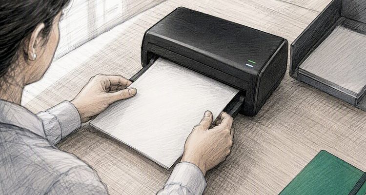 Specialist scanning a paper employment form
