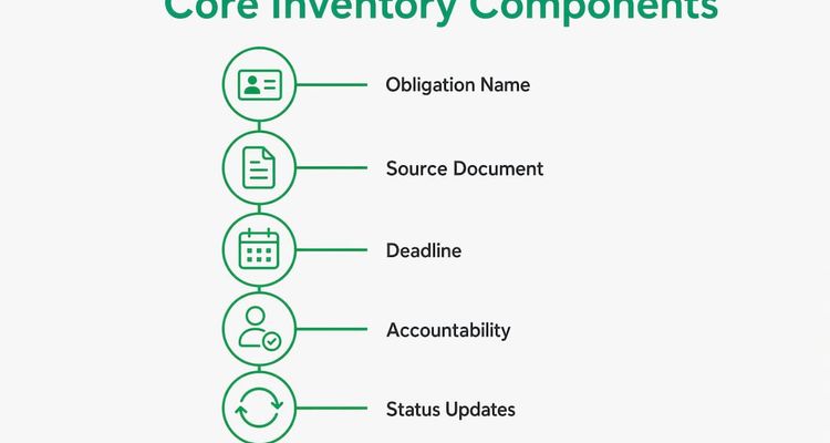 Infographic showing core components of regulatory commitment inventory