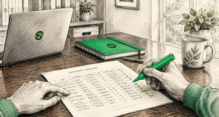 Hands reviewing employee certification inventory checklist