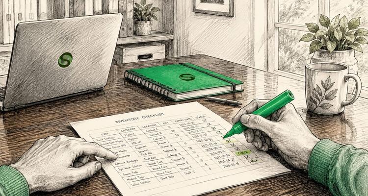 Hands reviewing employee certification inventory checklist